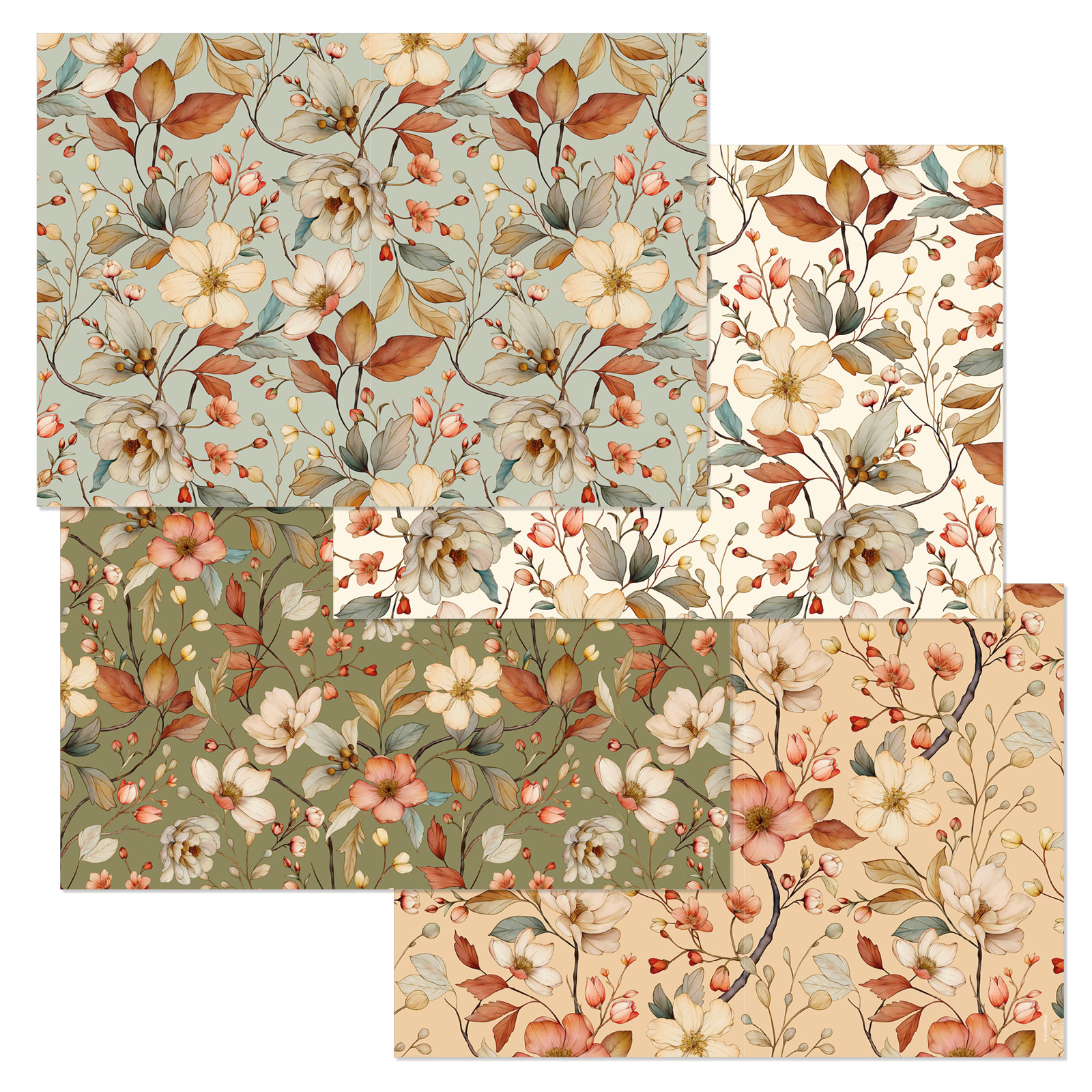 Papiertischset FLORAL AUTUMN 4 Sujets à 12 Blatt