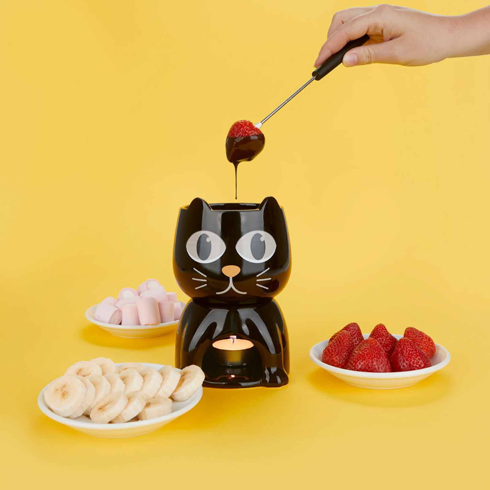 Schokoladenfondue-Set WAKE CAT schwarz 