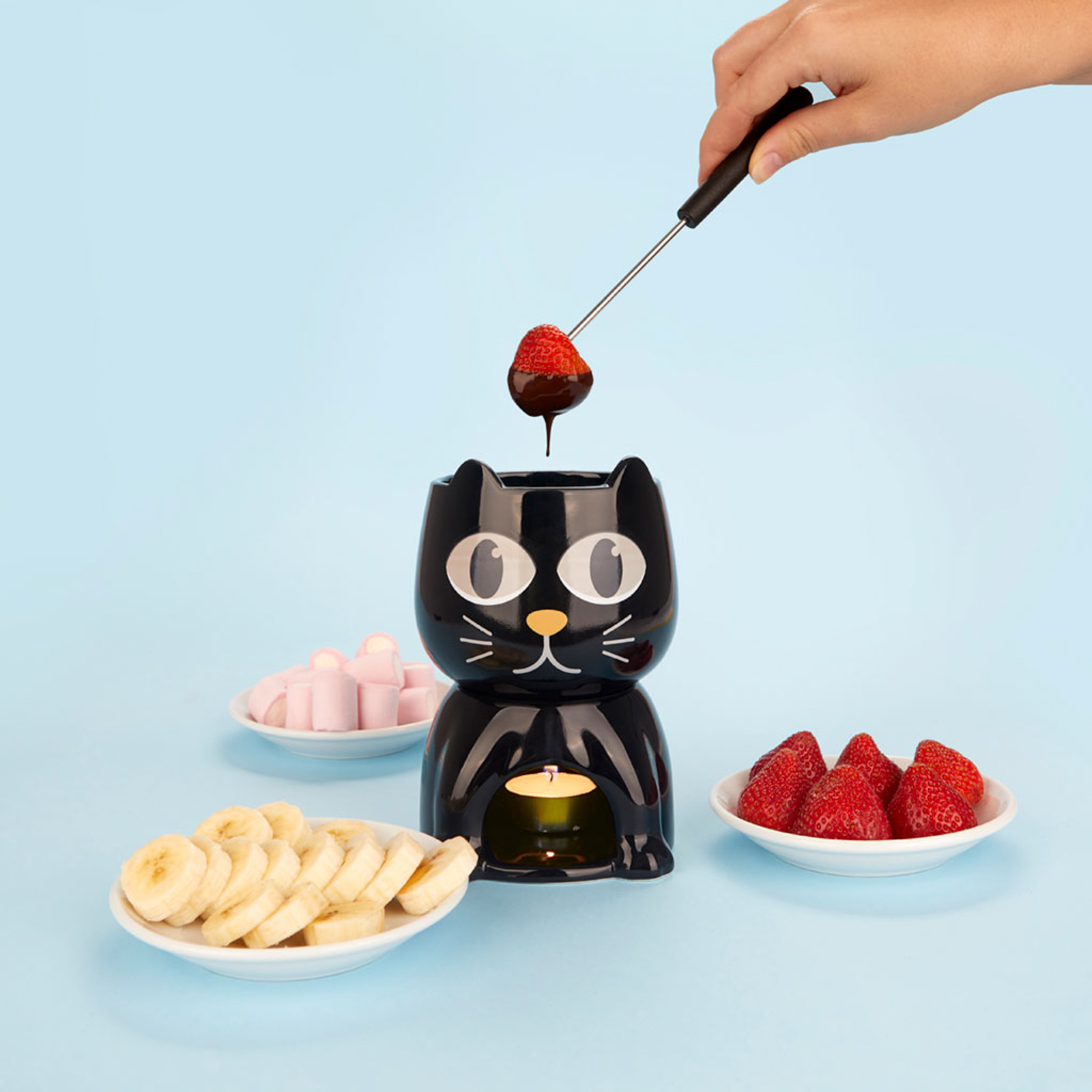 Schokoladenfondue-Set WAKE CAT schwarz 