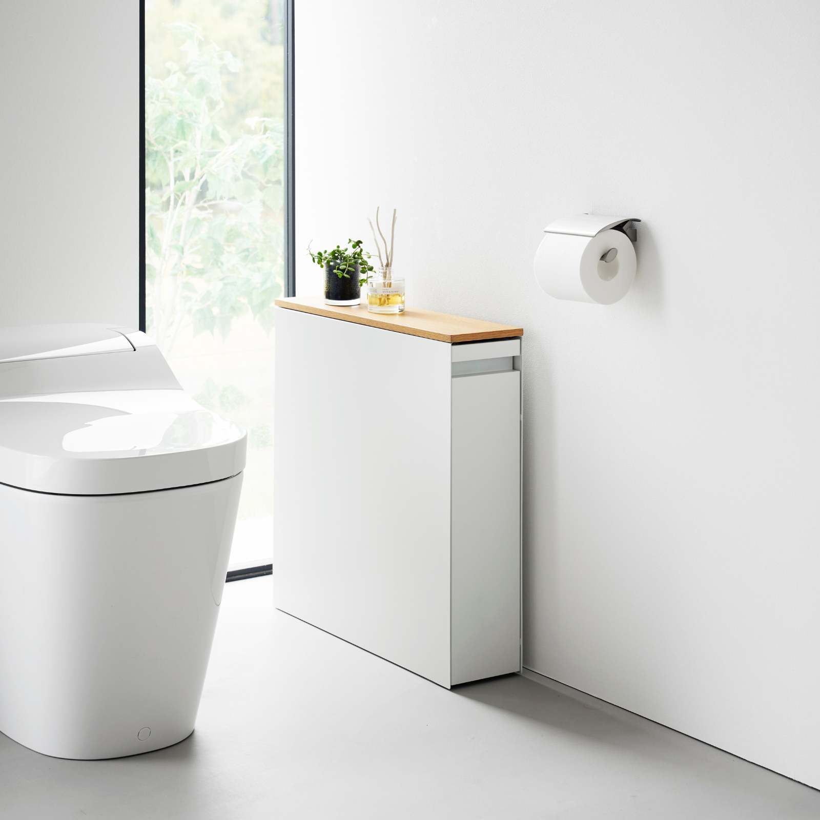 Support de rangement avec tiroir coulissant et tablette en bois  TOWER blanc
