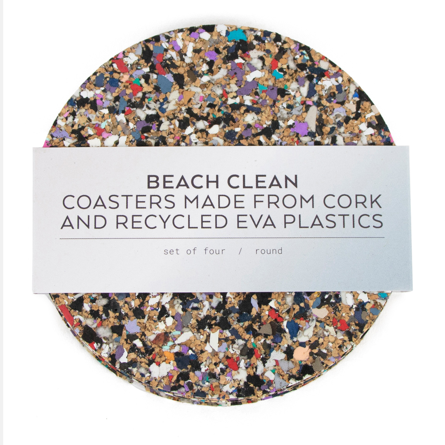 Glasuntersetzer BEACH CLEAN CORK ROUND 4er Set