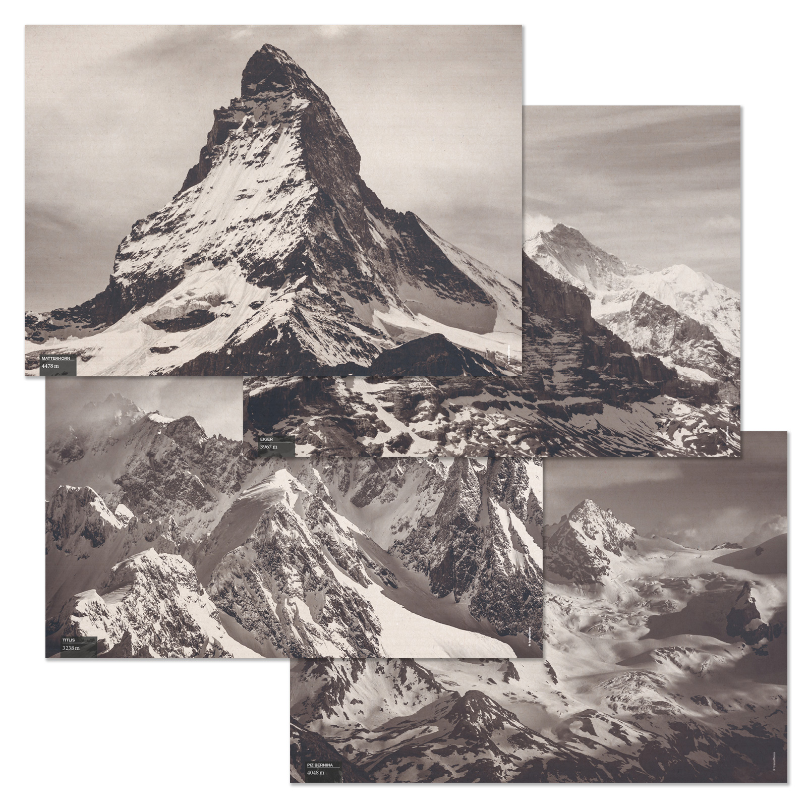 Papiertischset SWISS PEAKS 4 Sujets à 12 Blatt