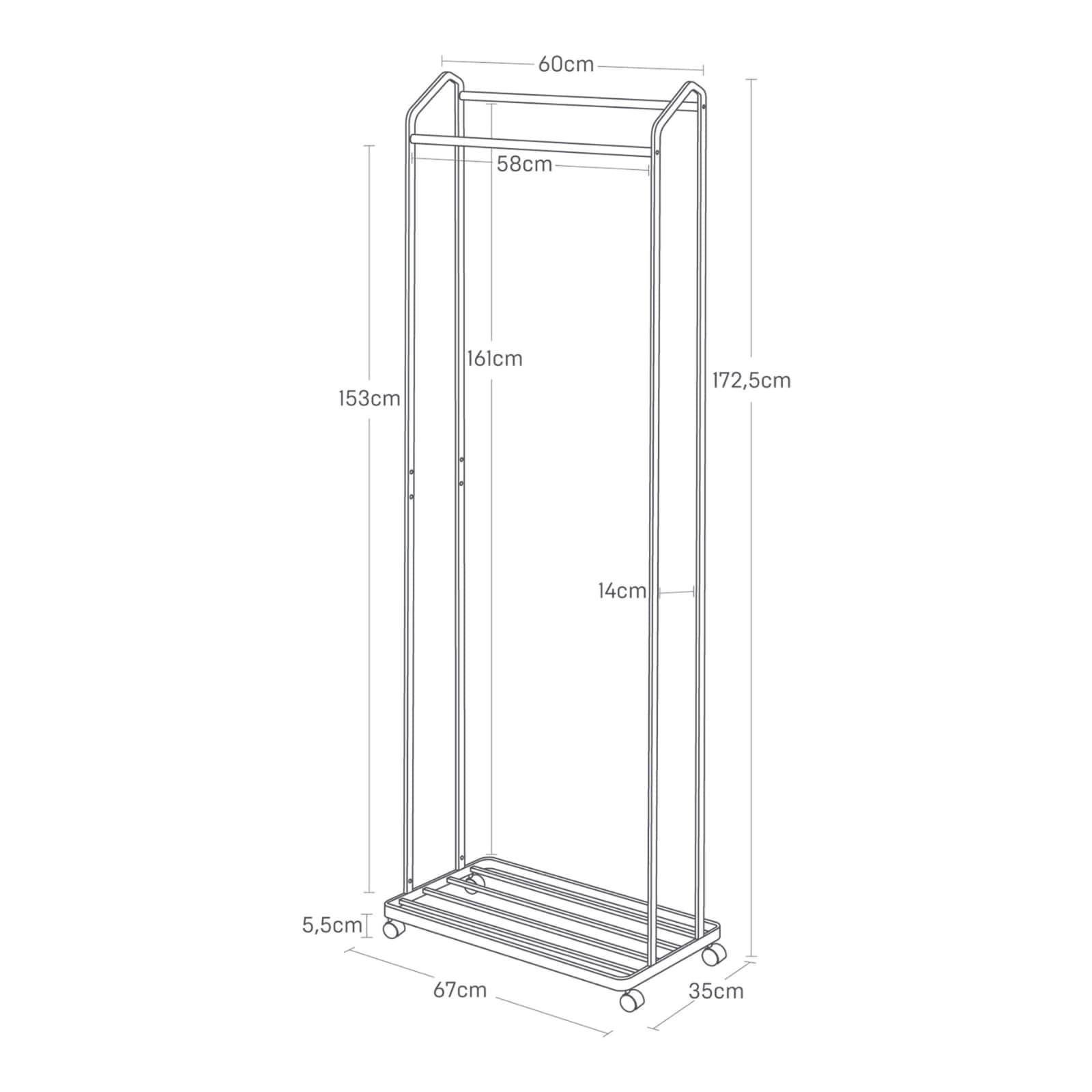 Garderobe mit Rollen TOWER schwarz 