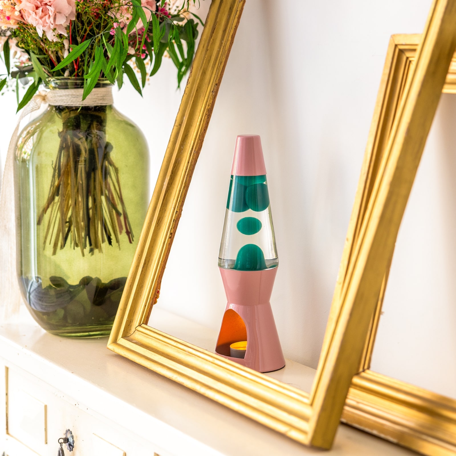 Lava Lamp T-LIGHT green & pink 