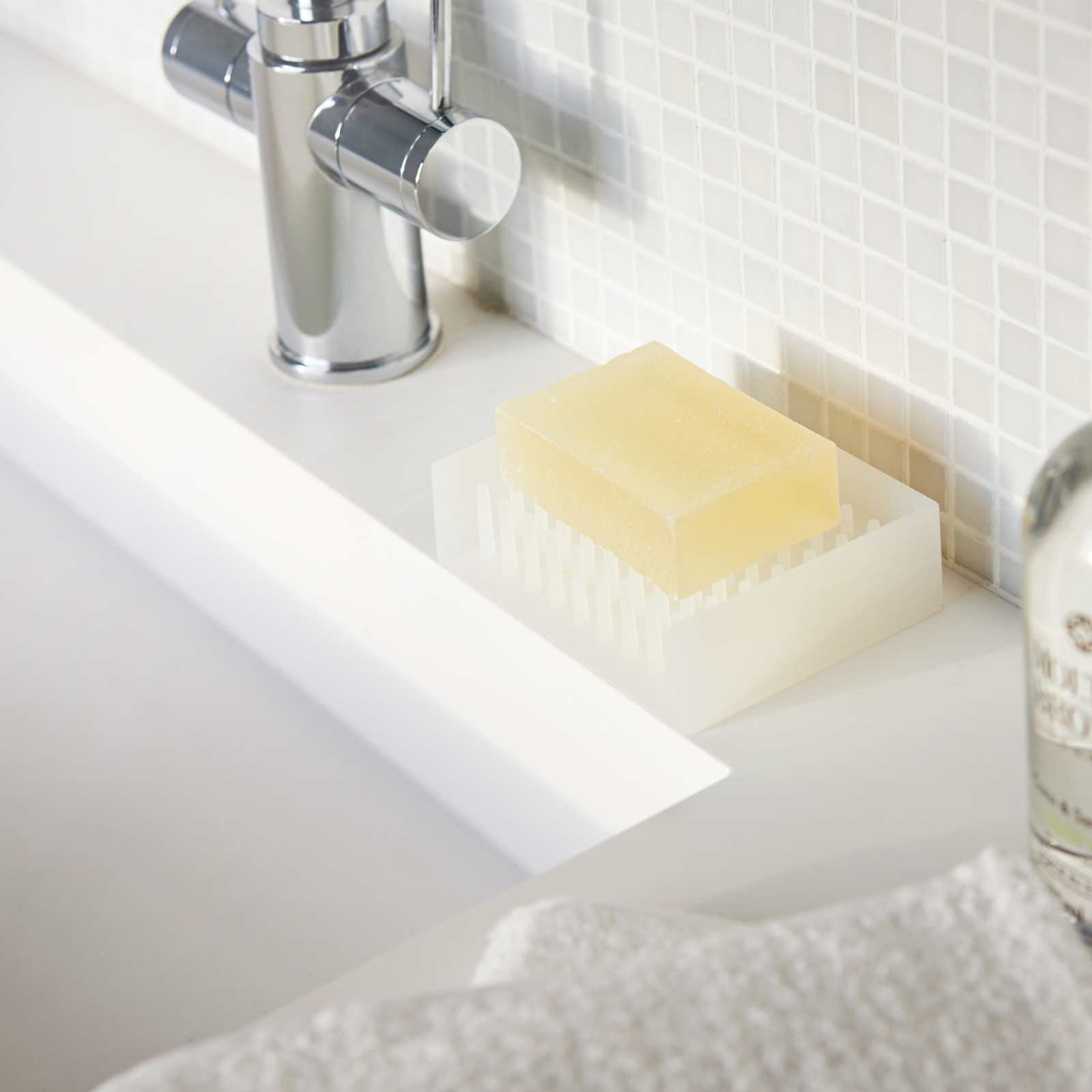 Plateau à savon en silicone FLOAT blanc
