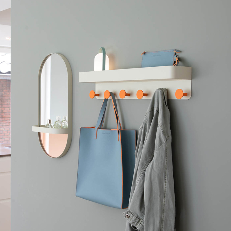 Wandspiegel mit Ablage creme/orange 