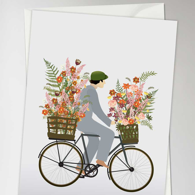 Greeting card Bicycle with flowers 