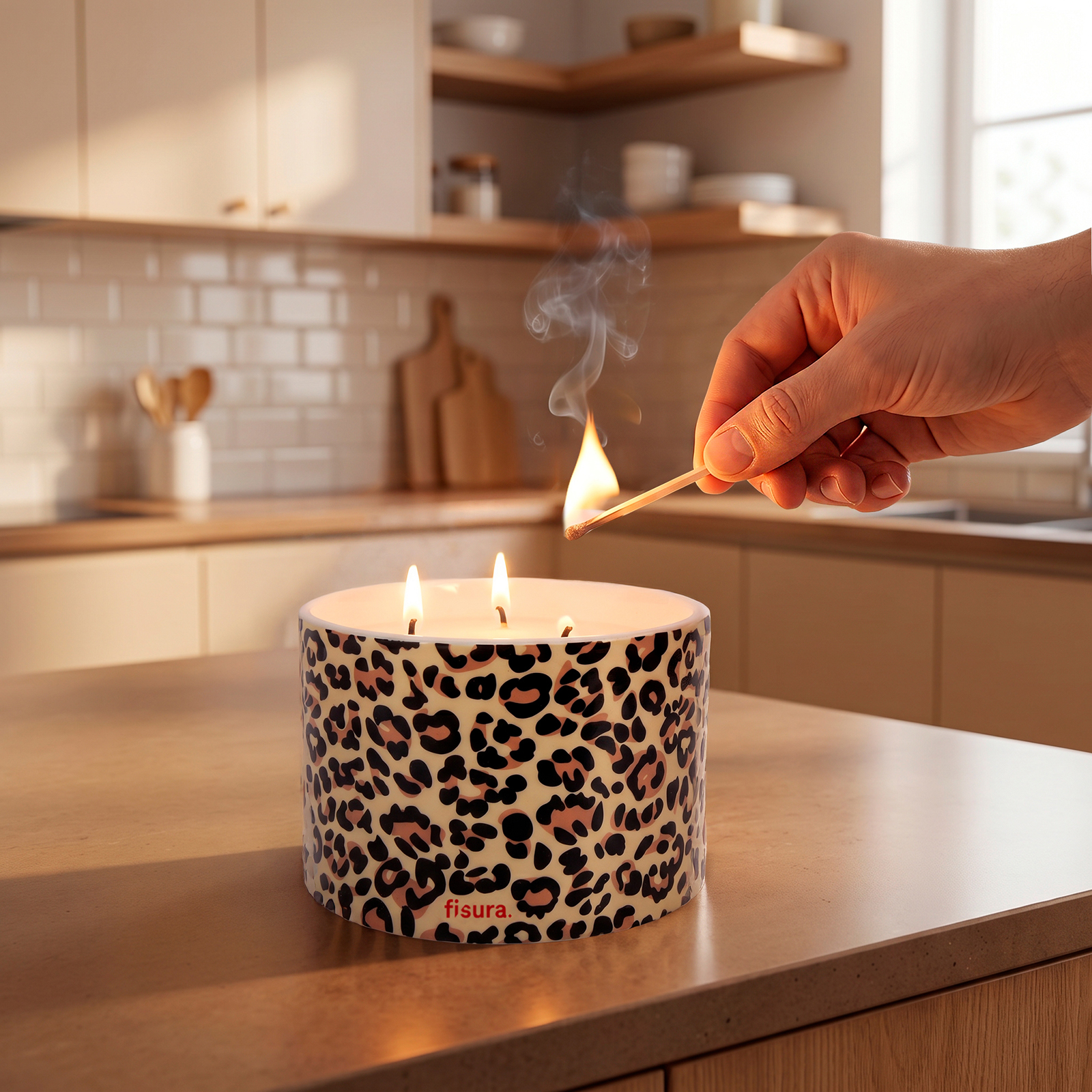 Ceramic candle CHEETAH balsam and cedar scent
