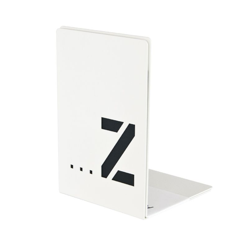 Bookend A-Z set of 2 white 