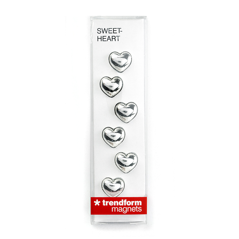 Magnets SWEETHEART set of 6 silver 