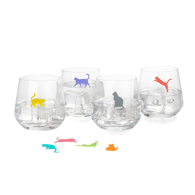 Marque-verres STICKY CATS set de 8 