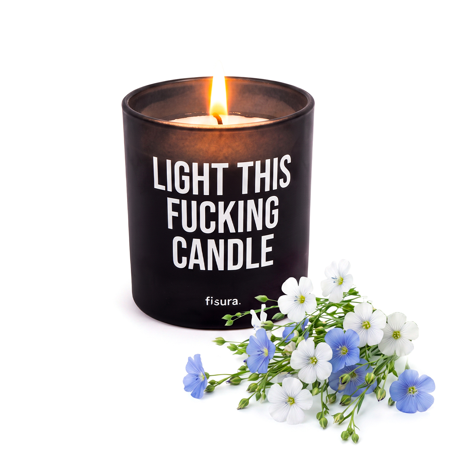 Glass candle LIGHT THIS FUCKING CANDLE linnen scent