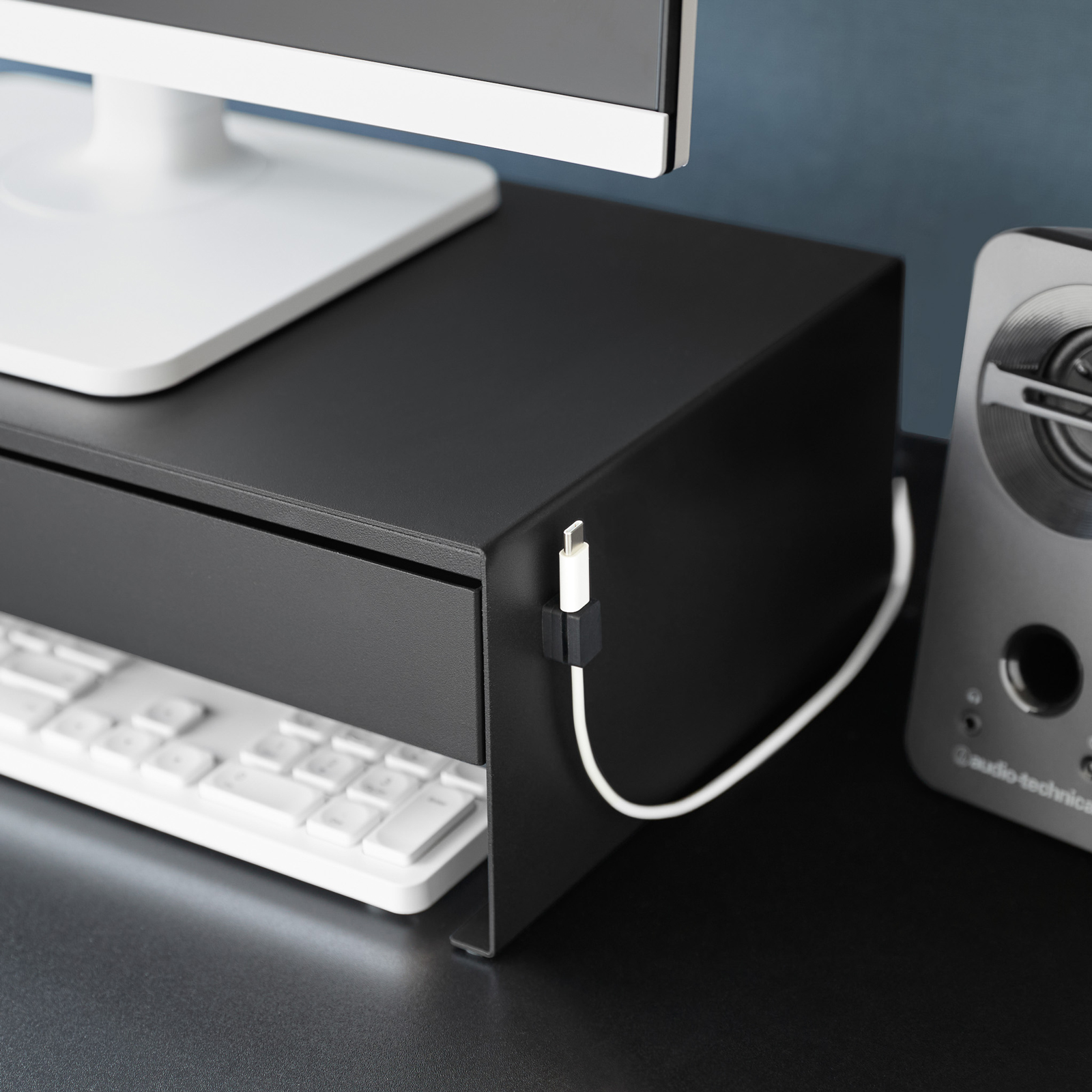 Monitorständer mit Schublade TOWER schwarz