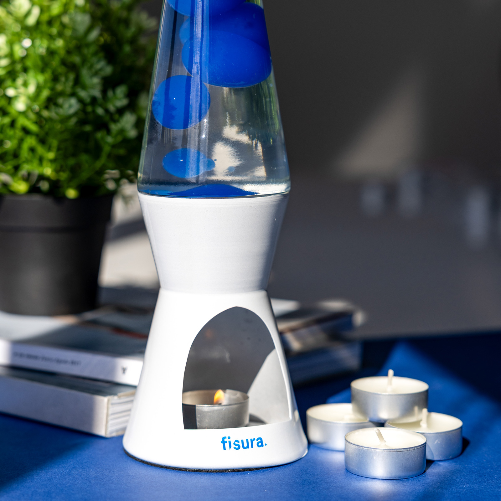 Lava Lamp T-LIGHT - white & blue  