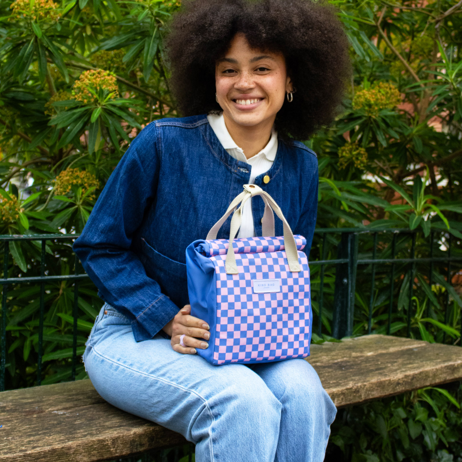 Lunch Bag Checkerboard - Pink + Blue 