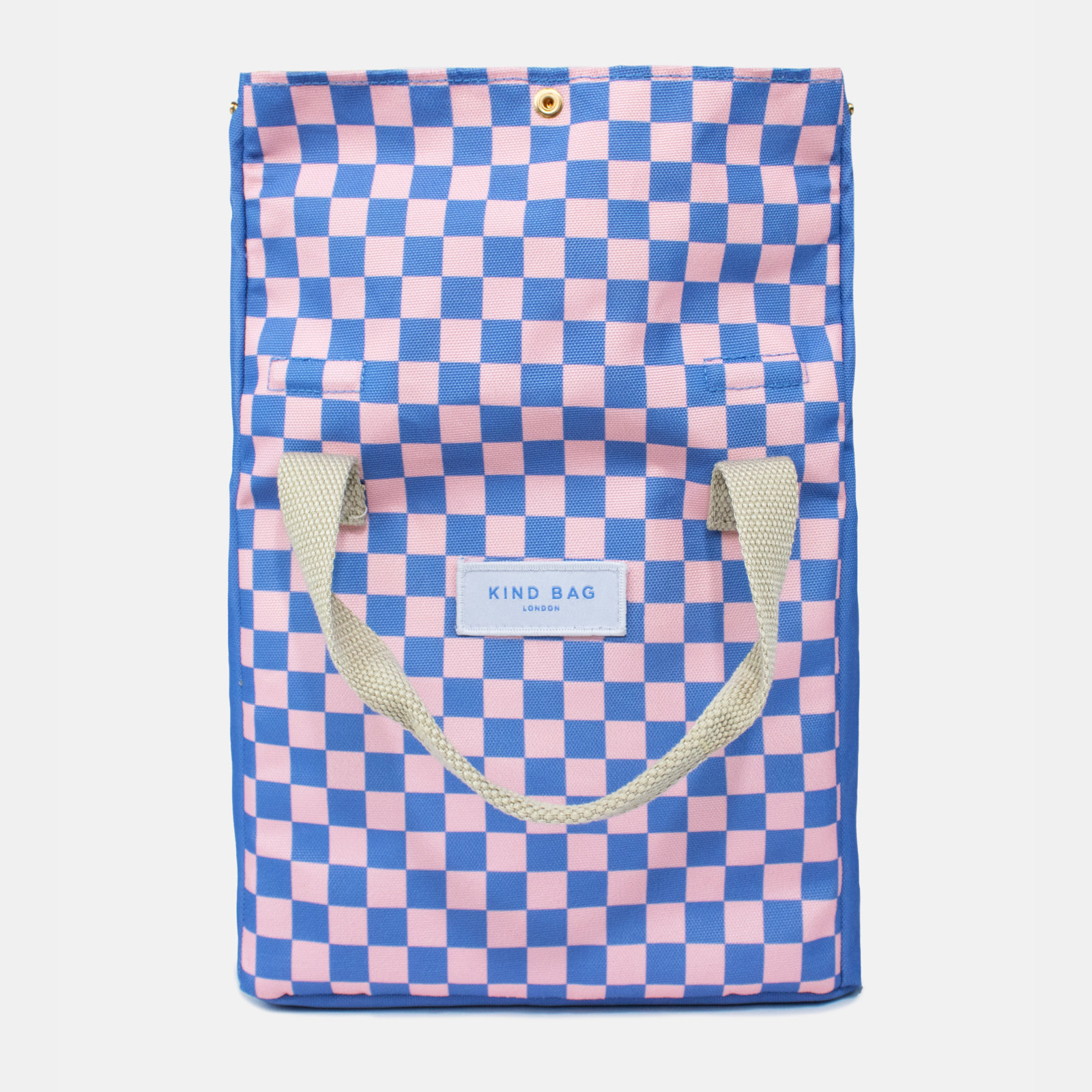 Lunch Bag Checkerboard - Pink + Blue 