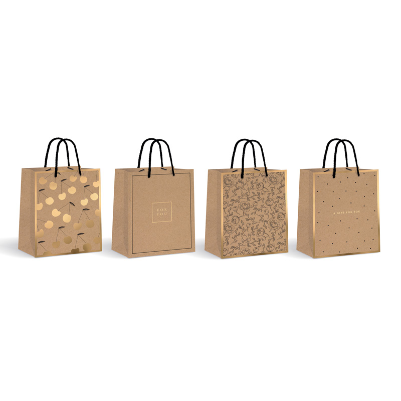 Sac cadeau KRAFT S  Set de 12 pièces (assorti de 4)