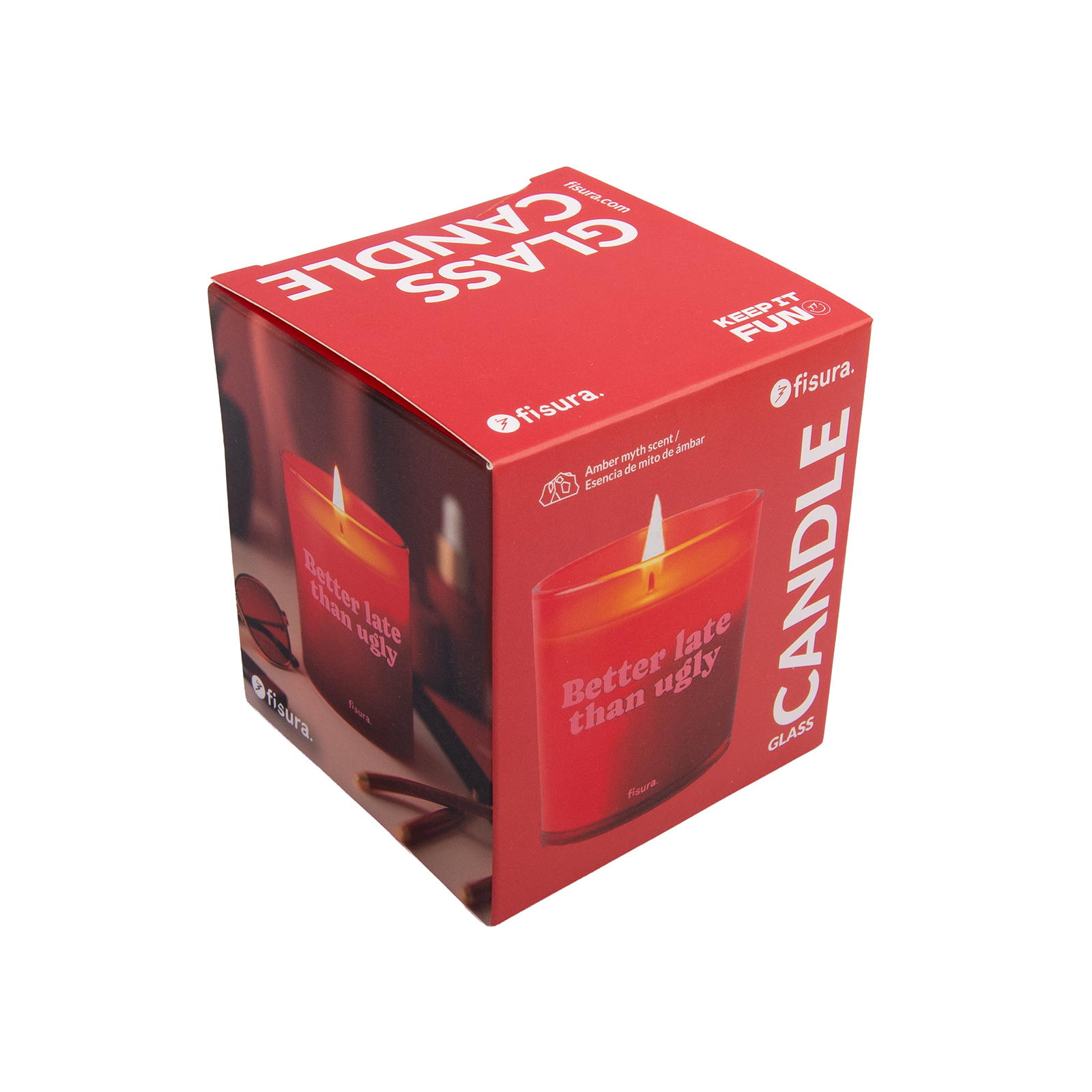 Glass candle BETTER LATE THAN UGLY ambar scent