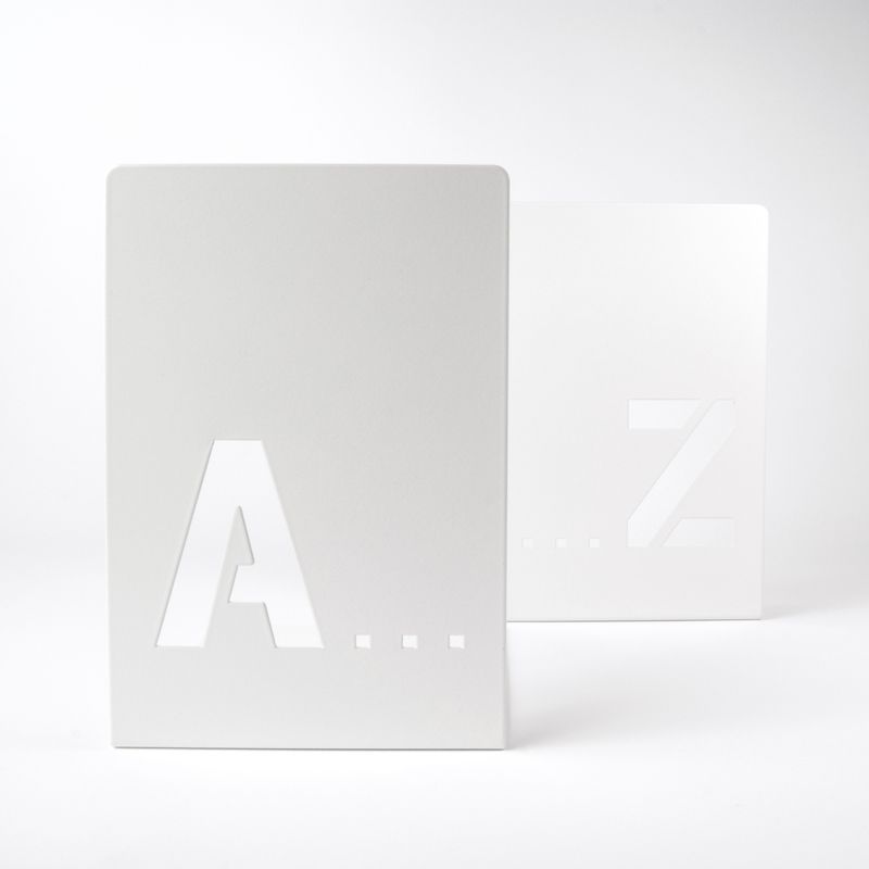 Bookend A-Z set of 2 white 