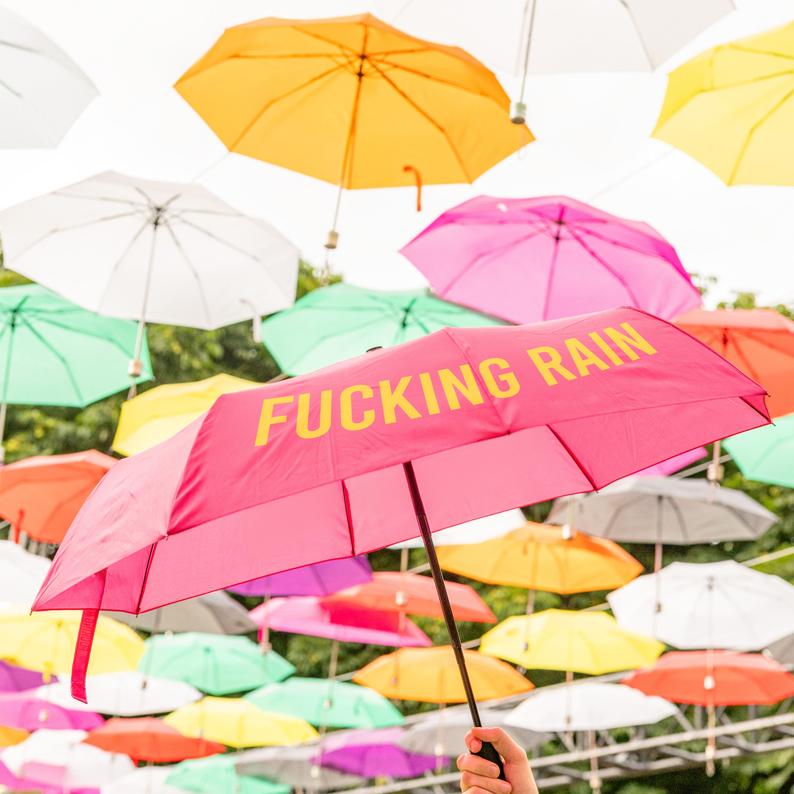 Schirm FUCKING RAIN pink