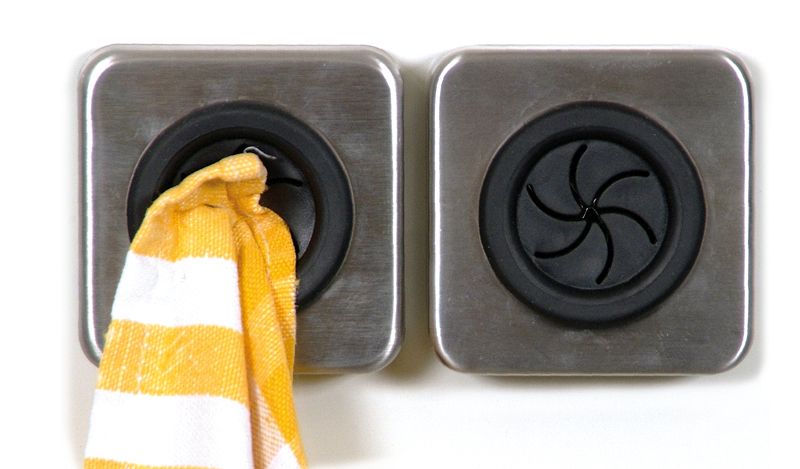 Towel holder STOPF-ME set of 2 self-adhesive, black rubber
