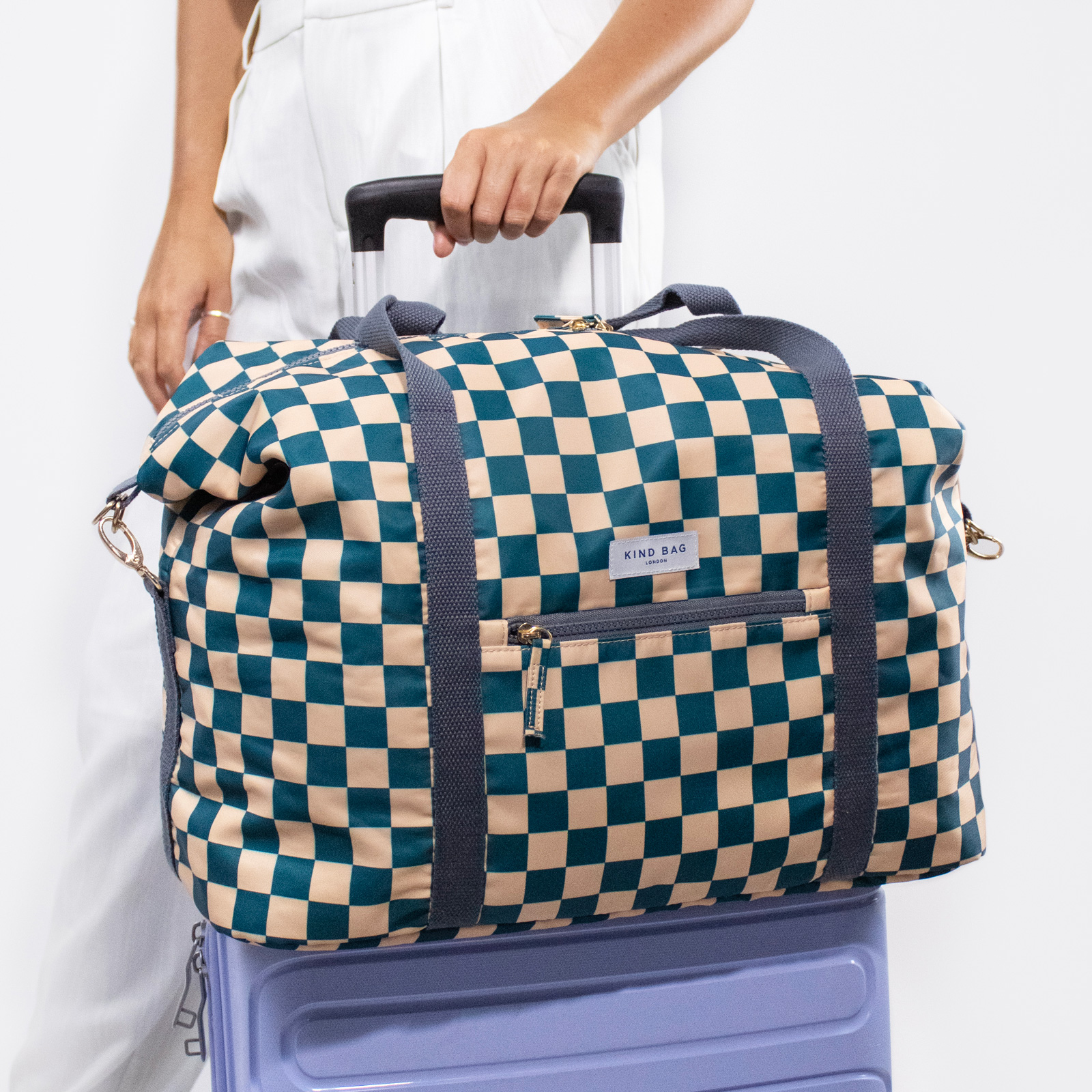 Weekender Checkerb. Teal & Biege 