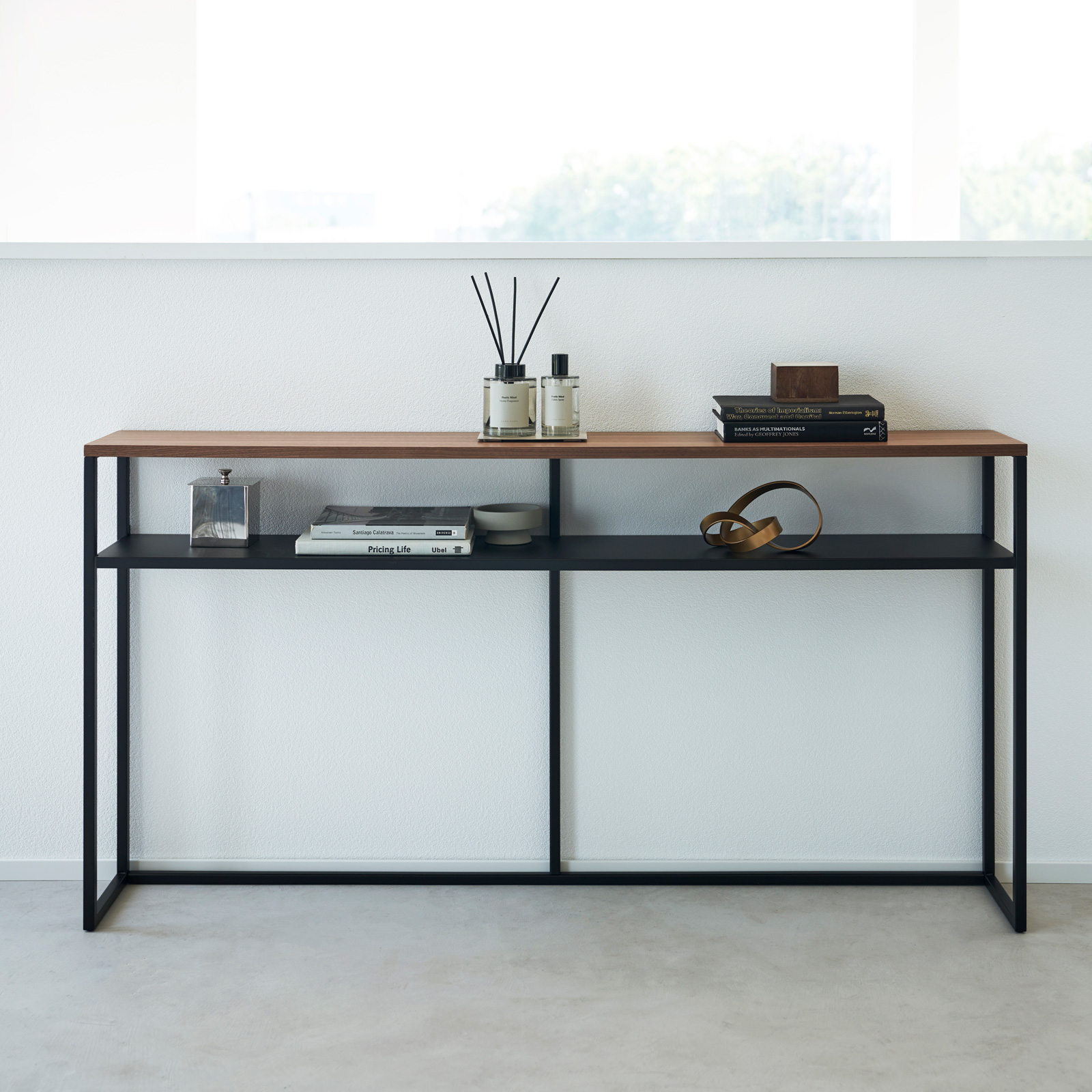 Table console avec étagère TOWER noir 