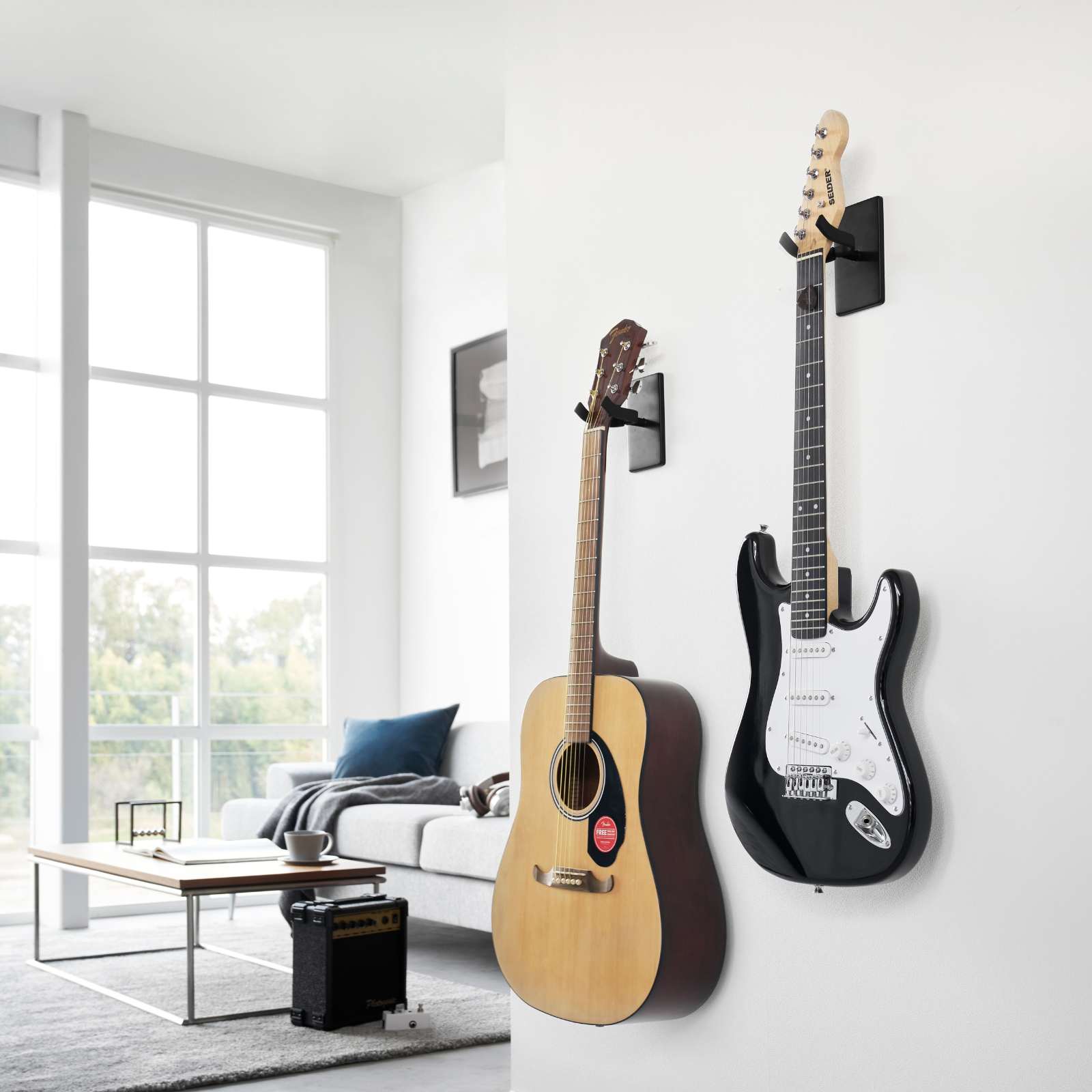Wand-Gitarrenhalter TOWER schwarz 