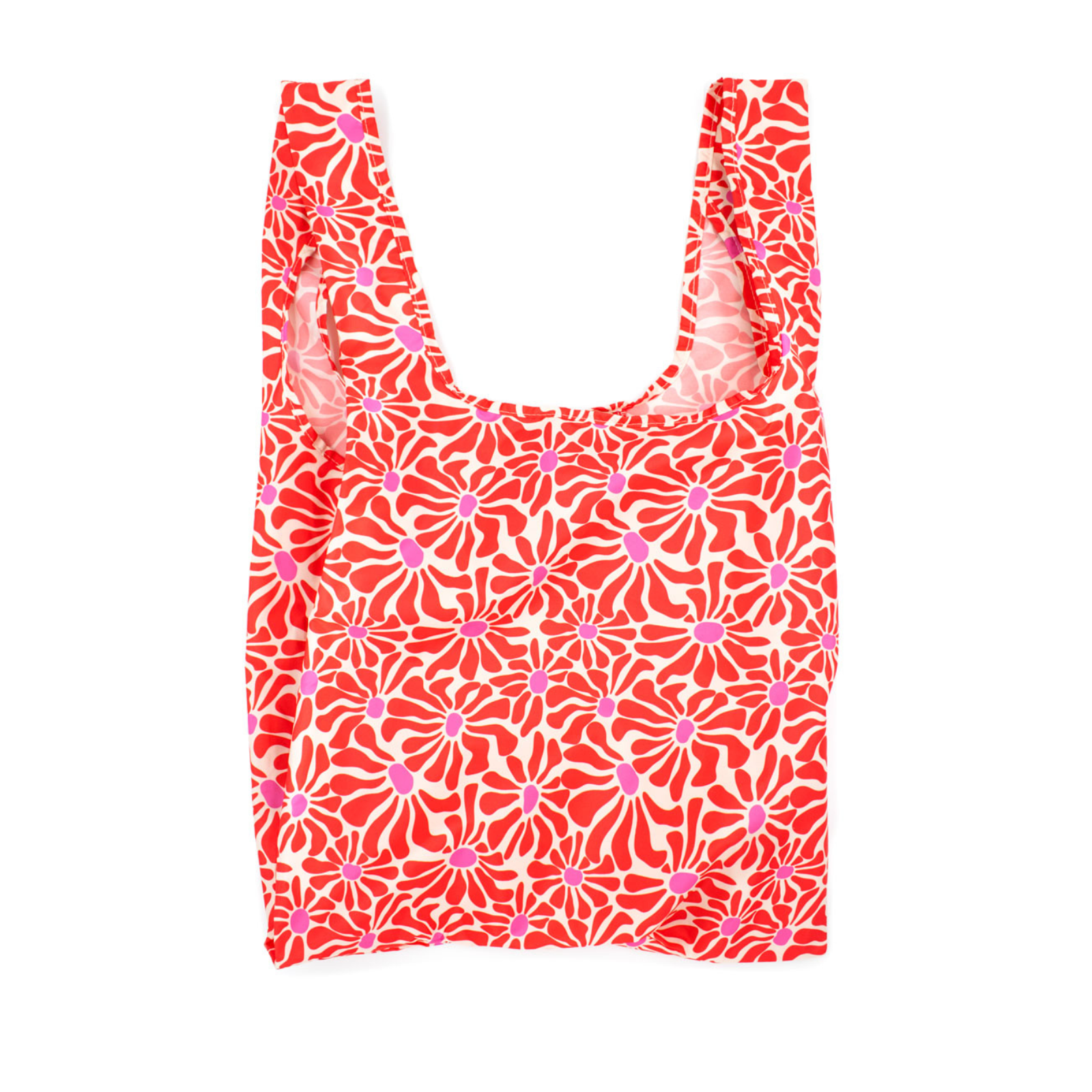 Medium Bag Abstract Flowers Red
