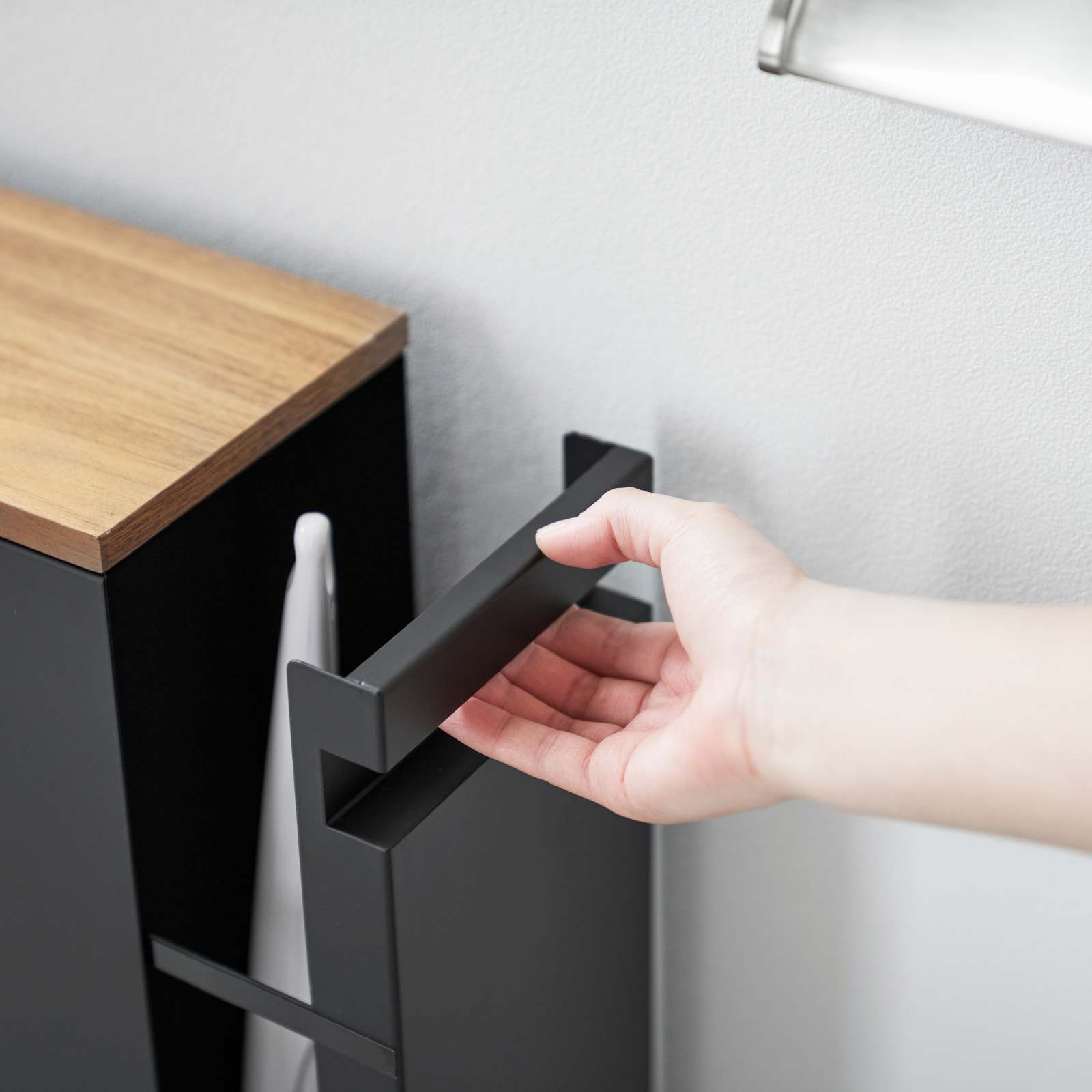 Support de rangement avec tiroir coulissant et tablette en bois  TOWER noir