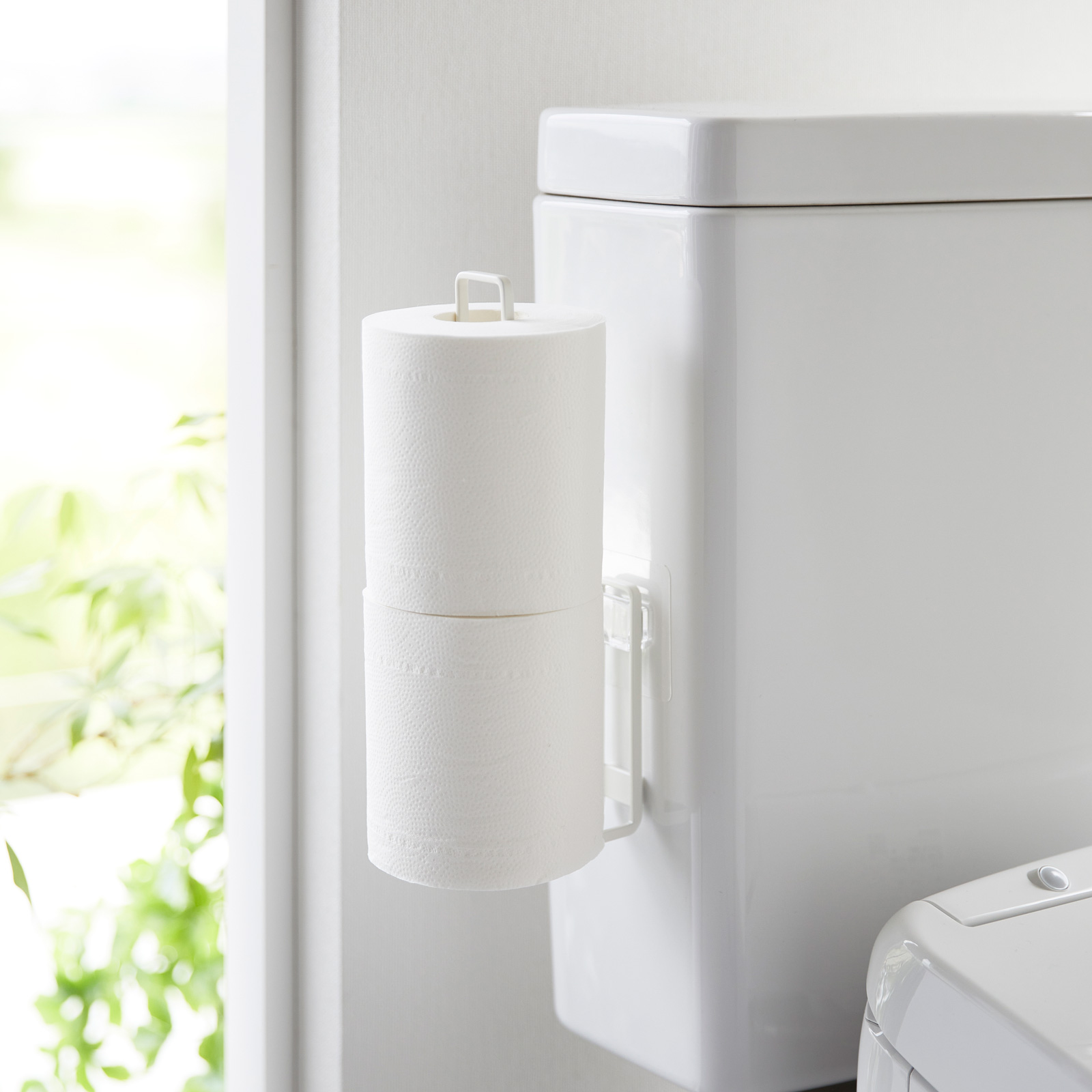 Porte-papier toilette à crochet adhésif TOWER blanc 