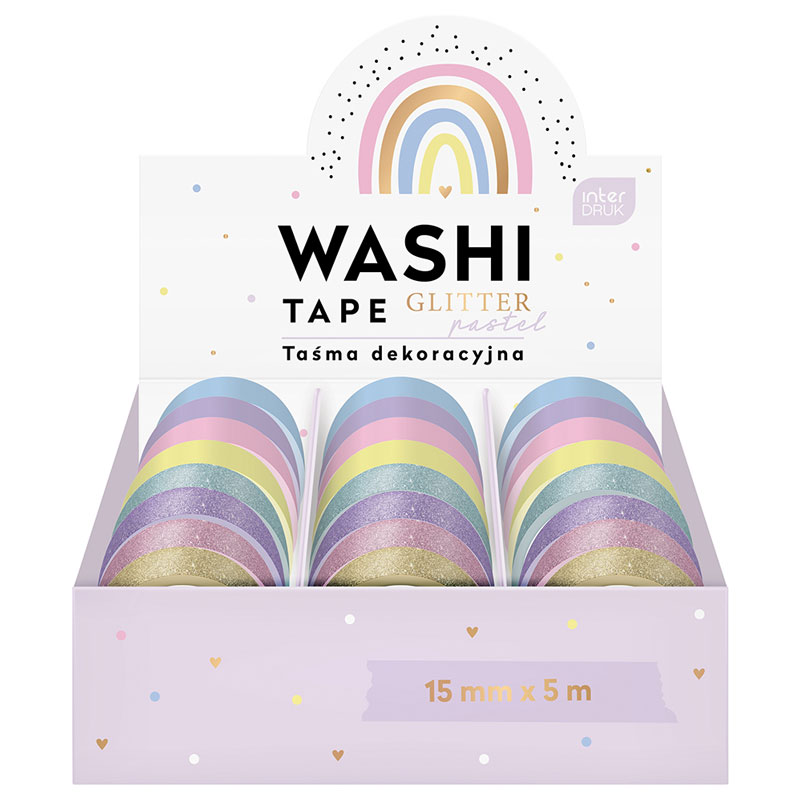 Washi Tape GLITTER PASTEL Display à 24 Stück 