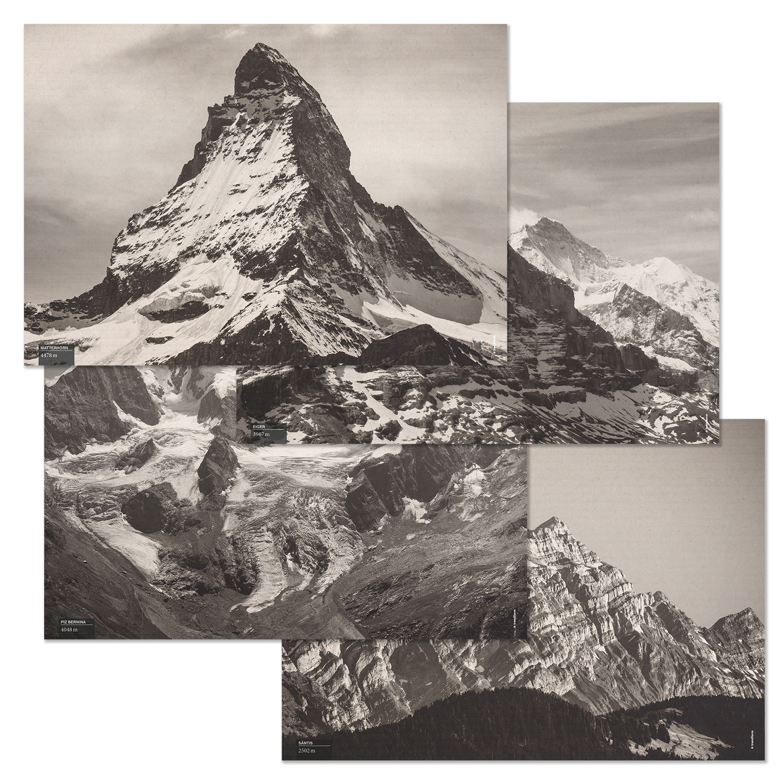 Papiertischset SWISS PEAKS 4 Sujets à 12 Blatt