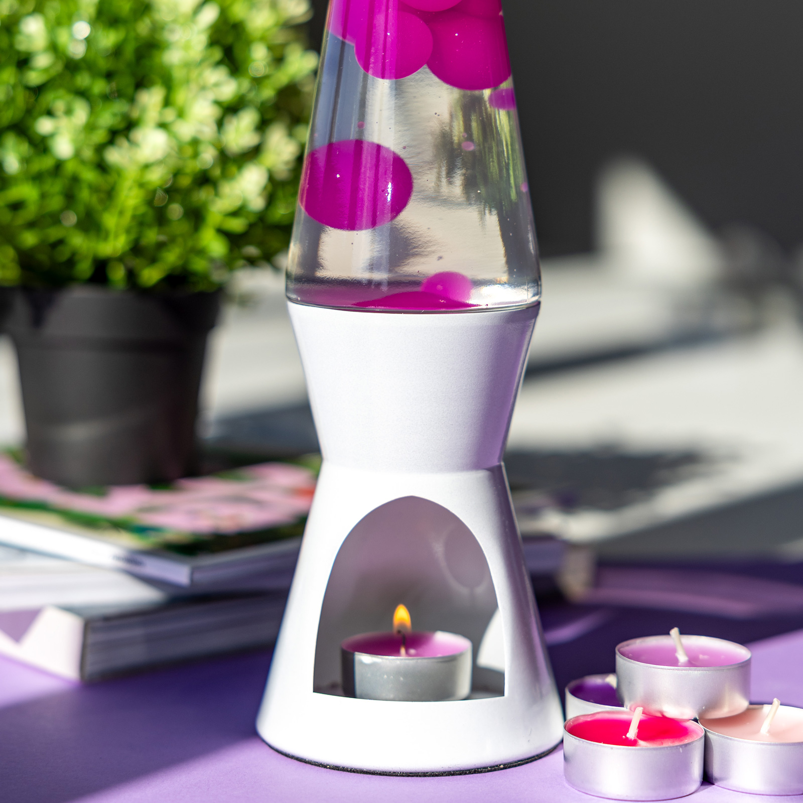 Lava Lamp T-LIGHT - white & pink 