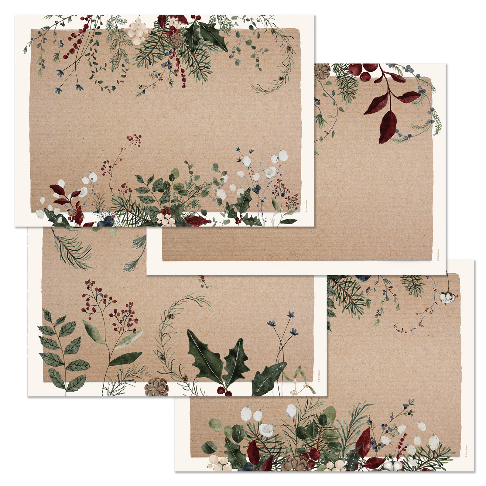 Paper placemat WINTER FLORISTRY 4 x 12 sheets