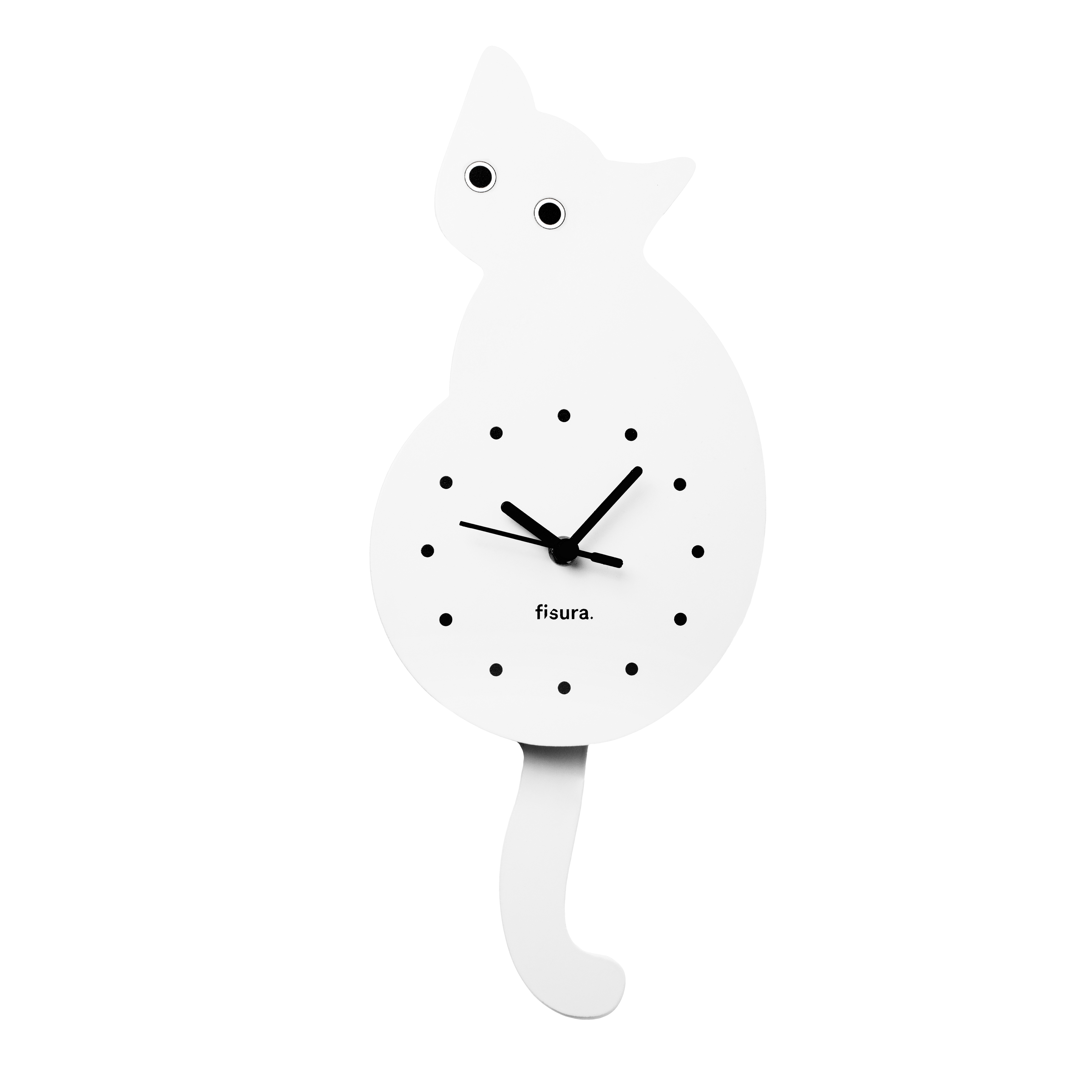 CAT CLOCK white 