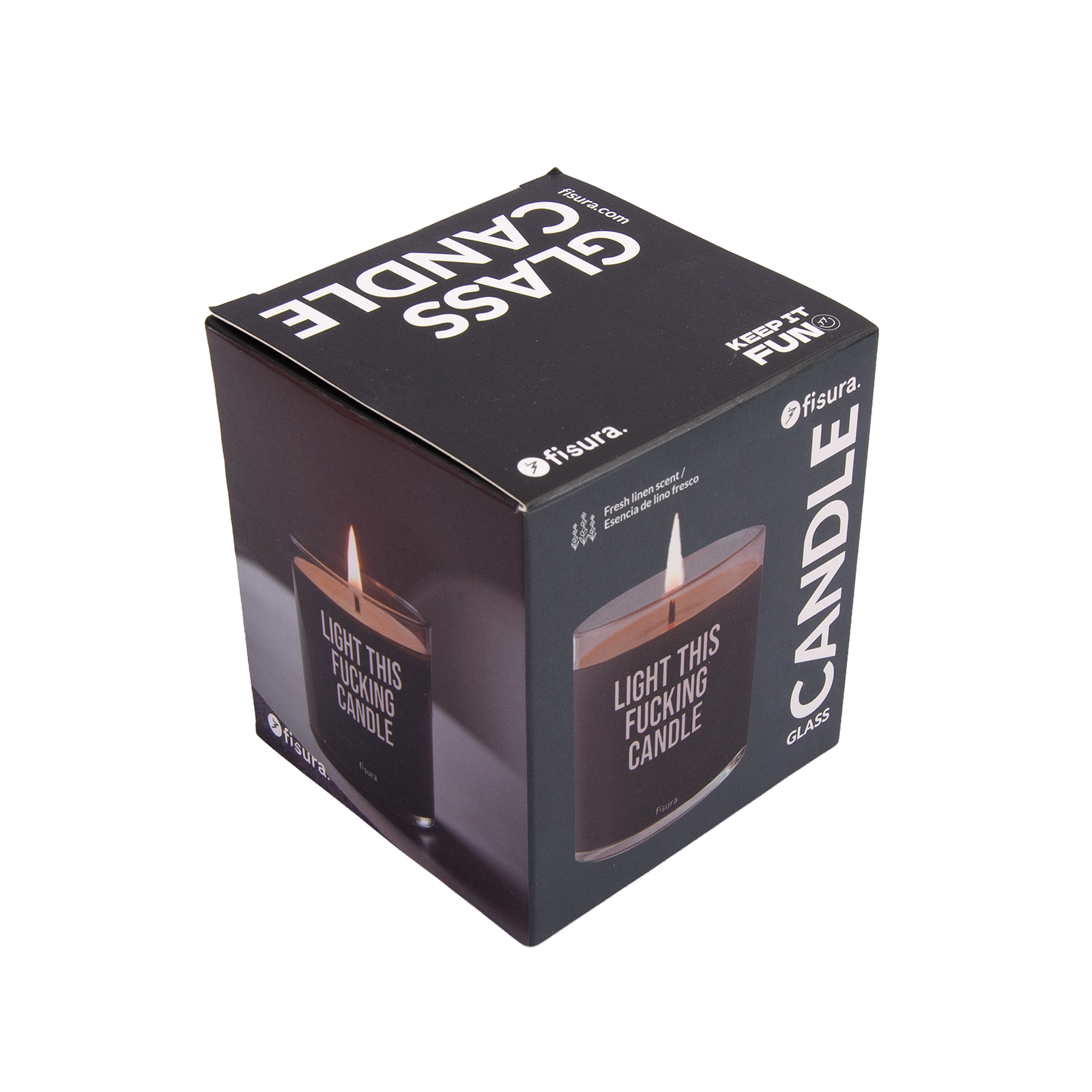 Glass candle LIGHT THIS FUCKING CANDLE linnen scent