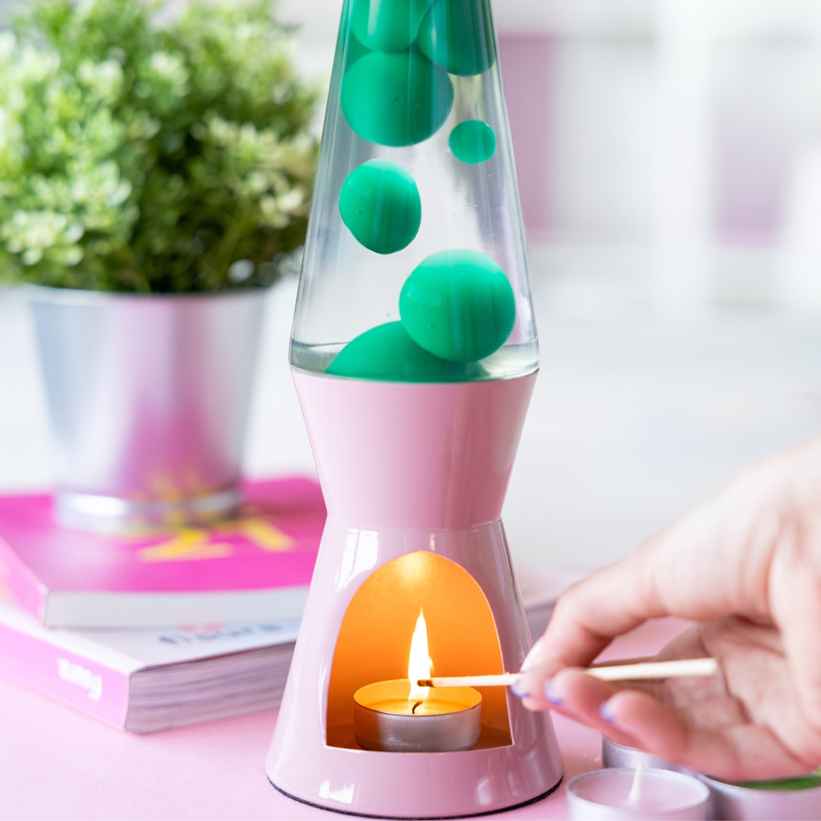 Lava Lamp T-LIGHT green & pink 