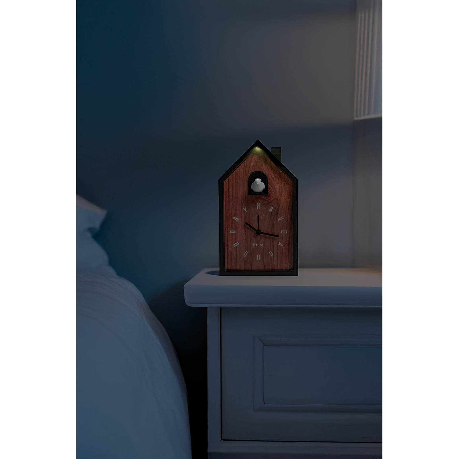 CUCKOO ALARM CLOCK wooden HAVE A GOOD DAY