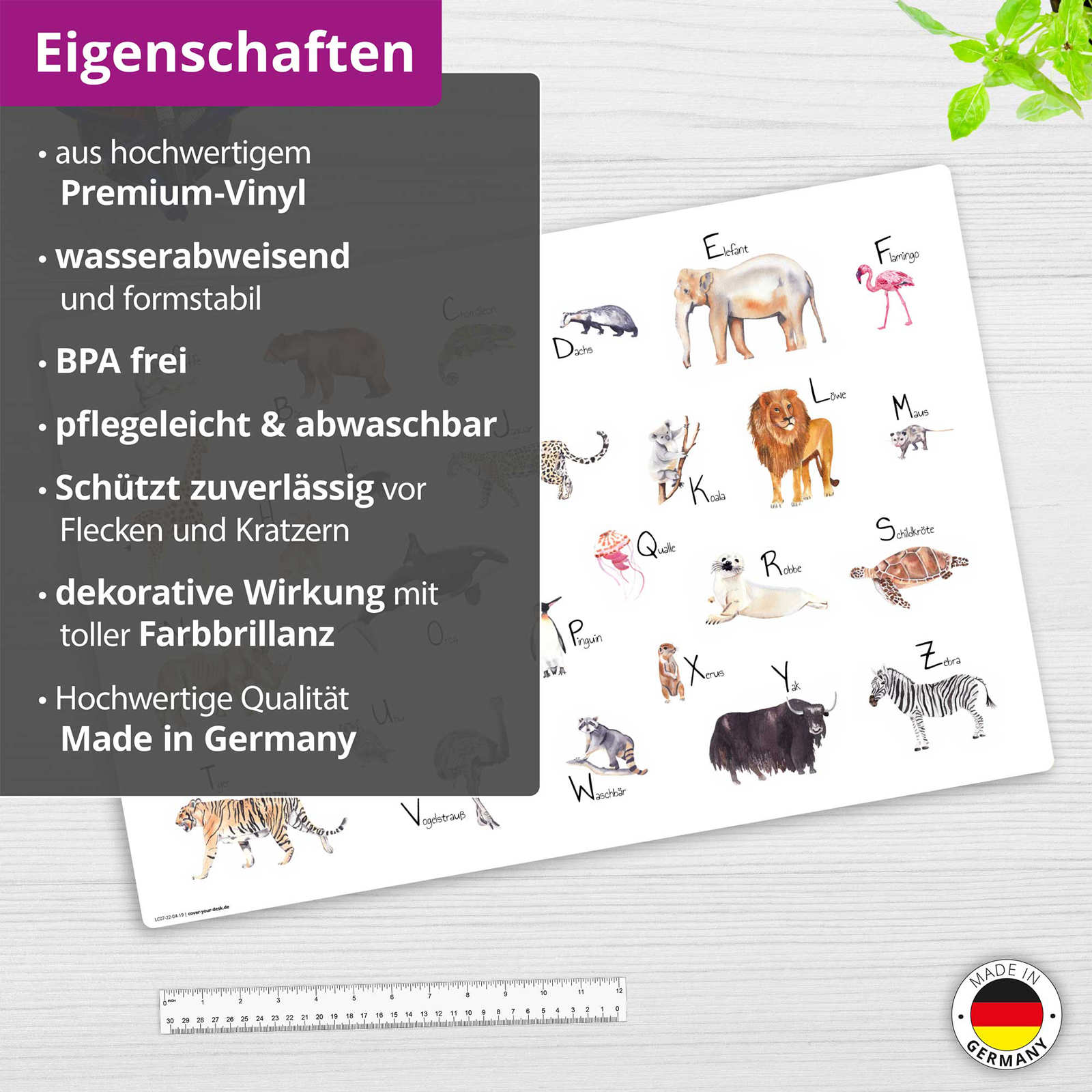 Schreibunterlage TIERE ABC