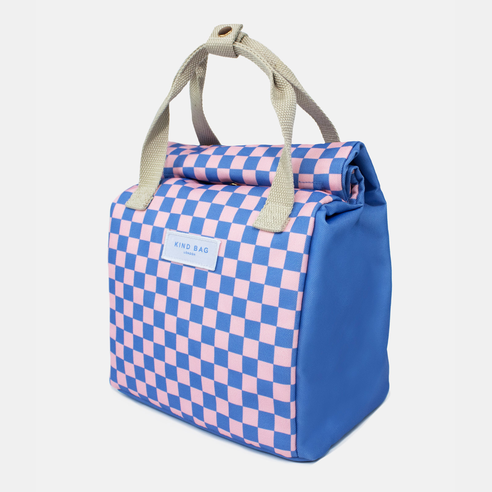 Lunch Bag Checkerboard - Pink + Blue 