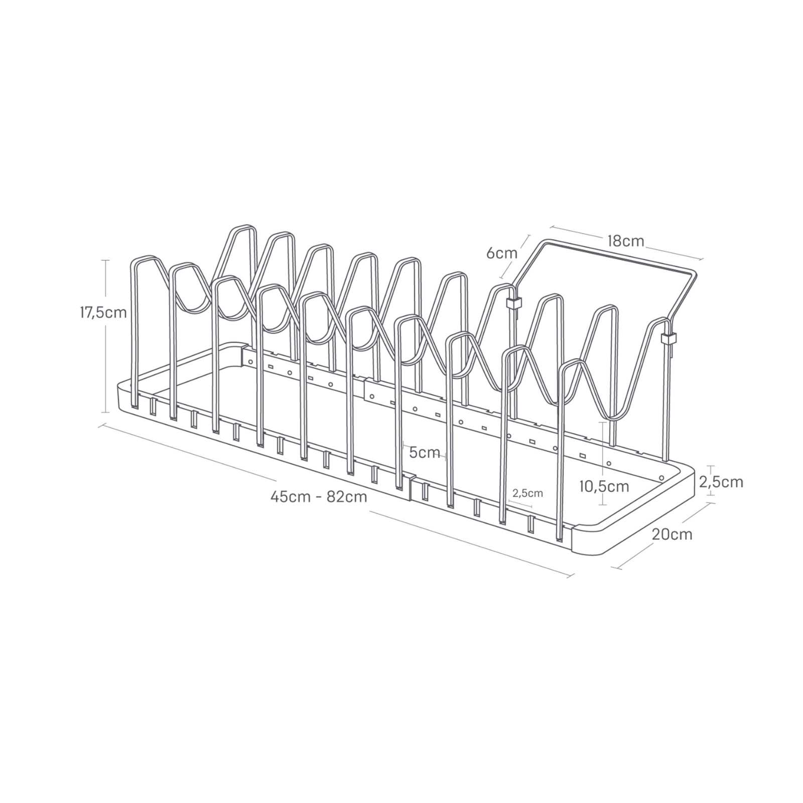 Support extensible pour couvercles et poêles TOWER blanc