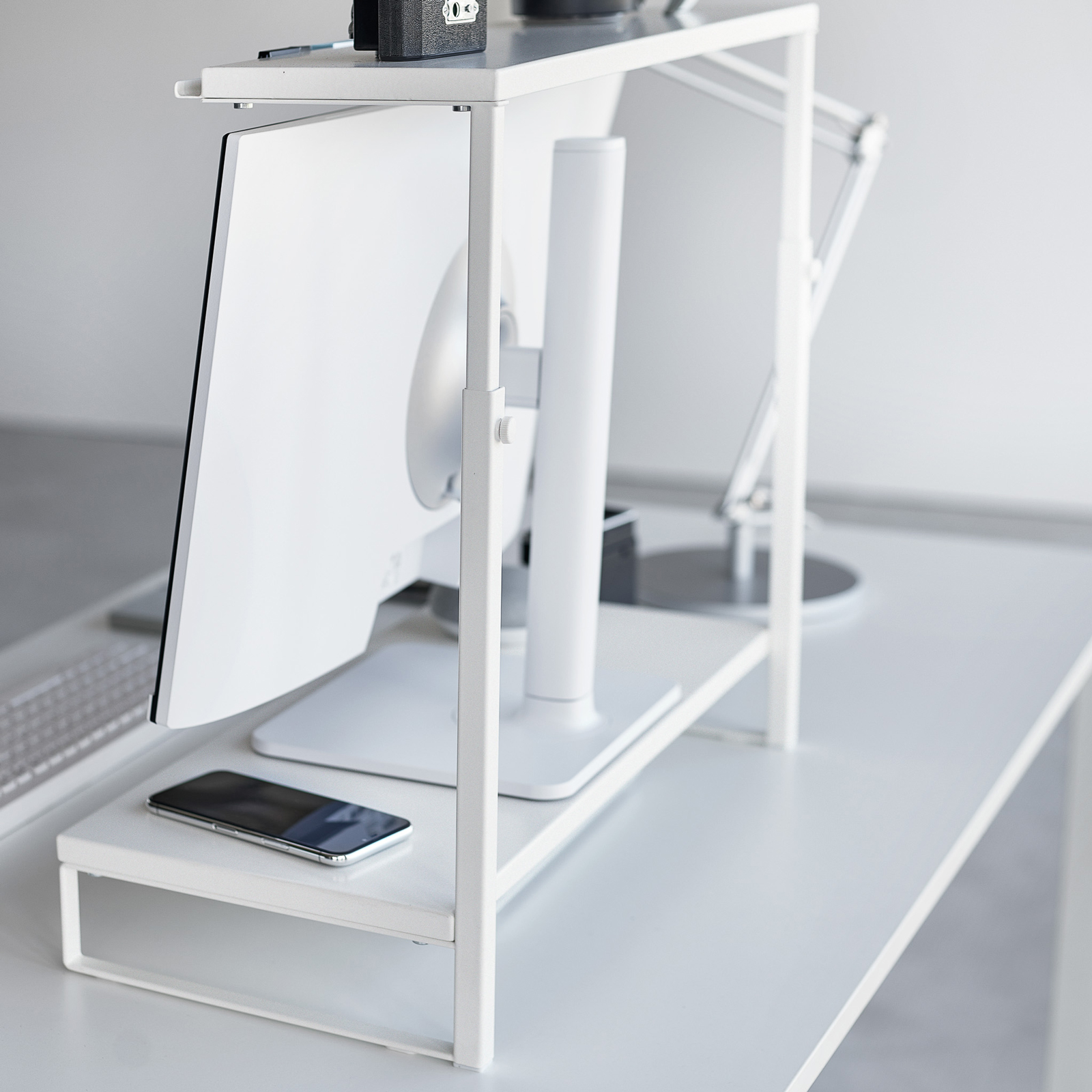 2-stöckiger Monitorständer TOWER weiss