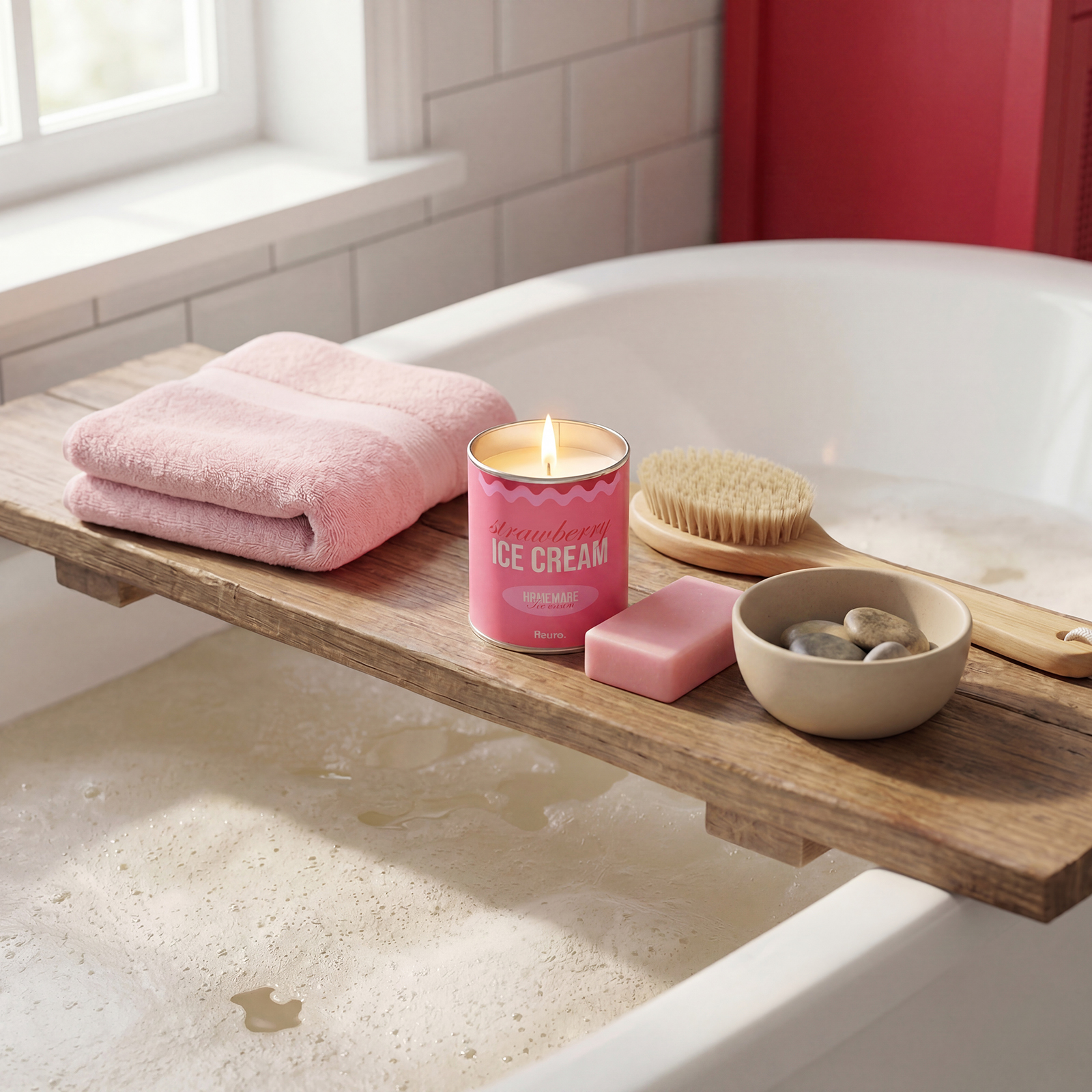 Metal candle STRAWBERRY ICE CREAM strawberries with cream scent