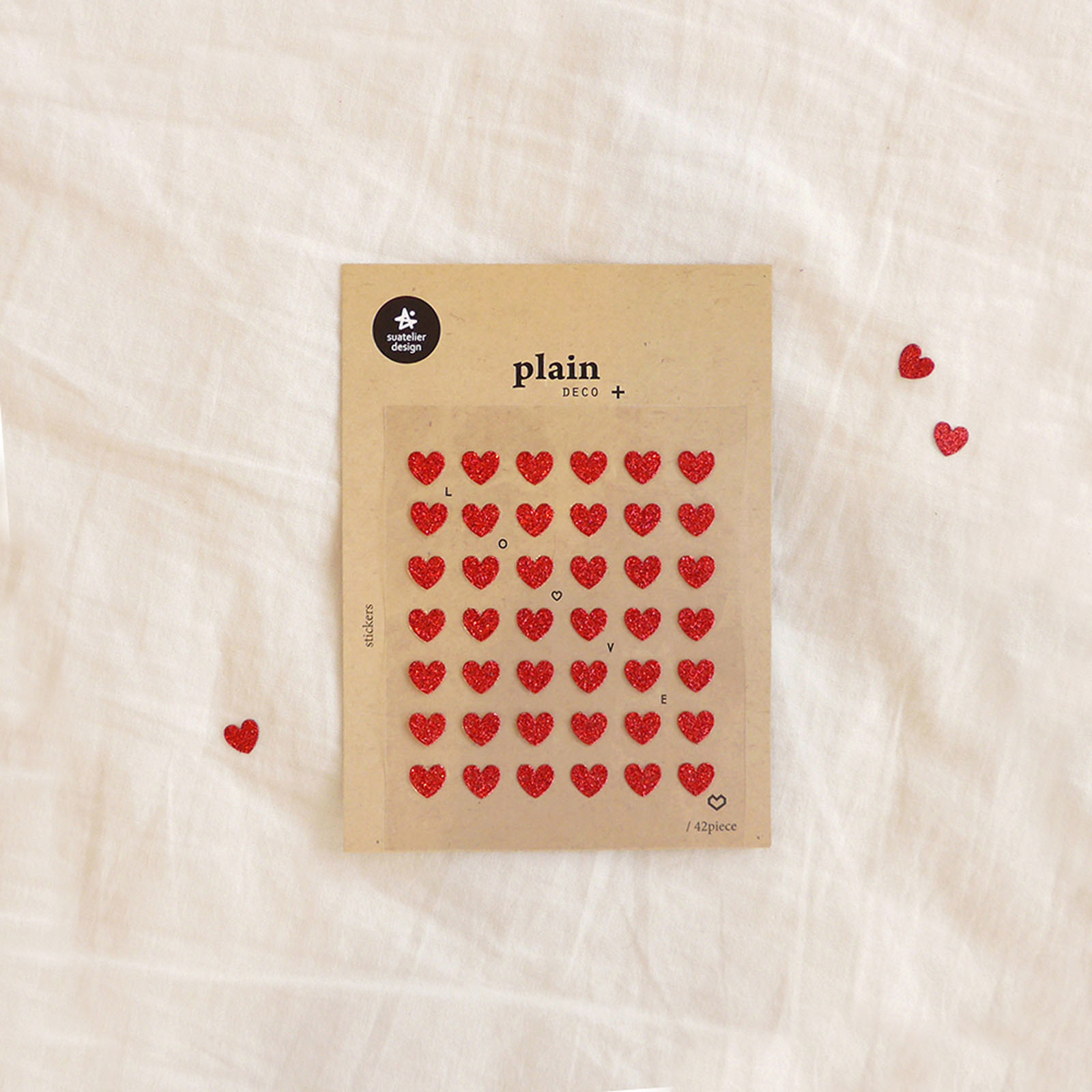 Plain Deco Sticker RED HEARTS
