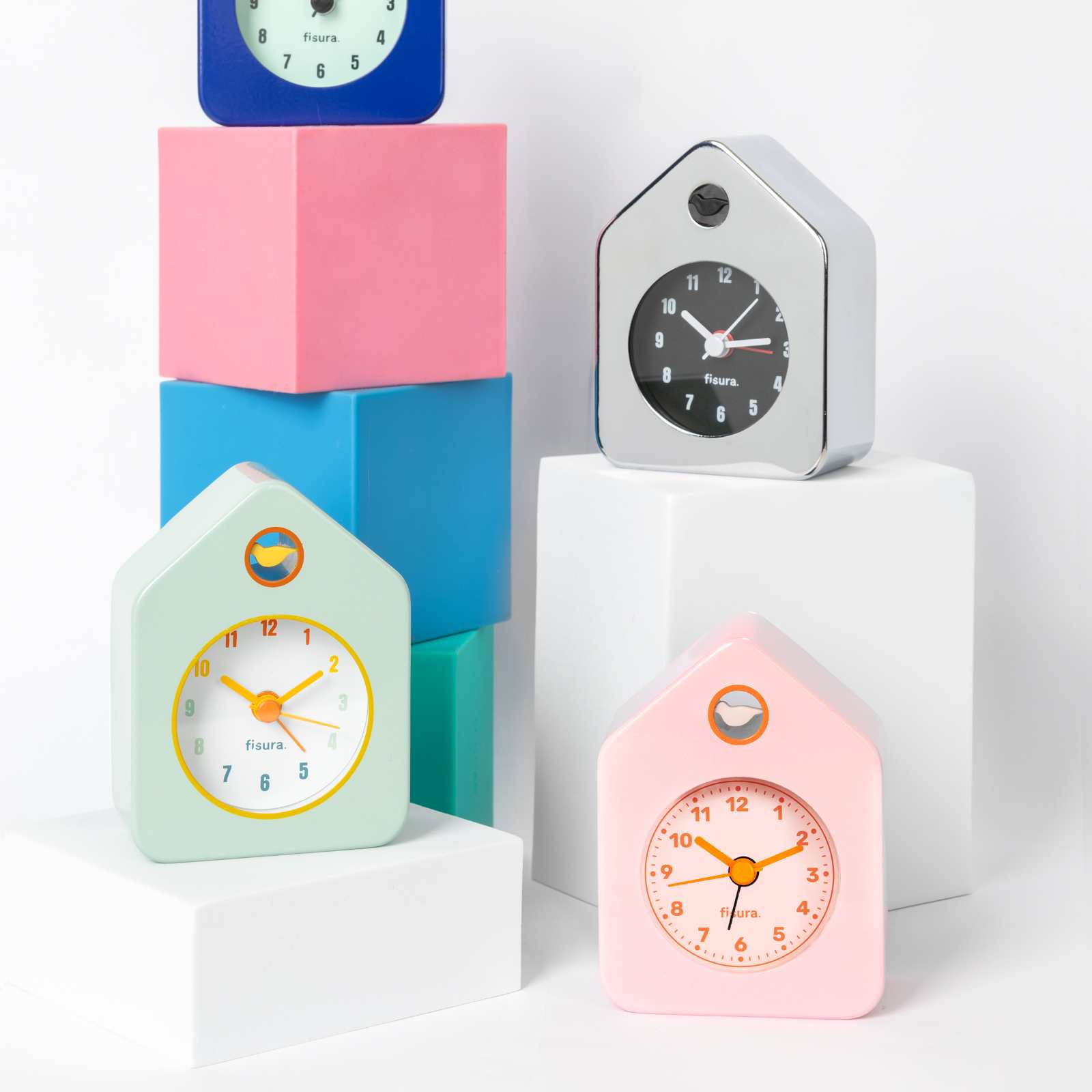 MINI HOUSE ALARM CLOCK chrome 