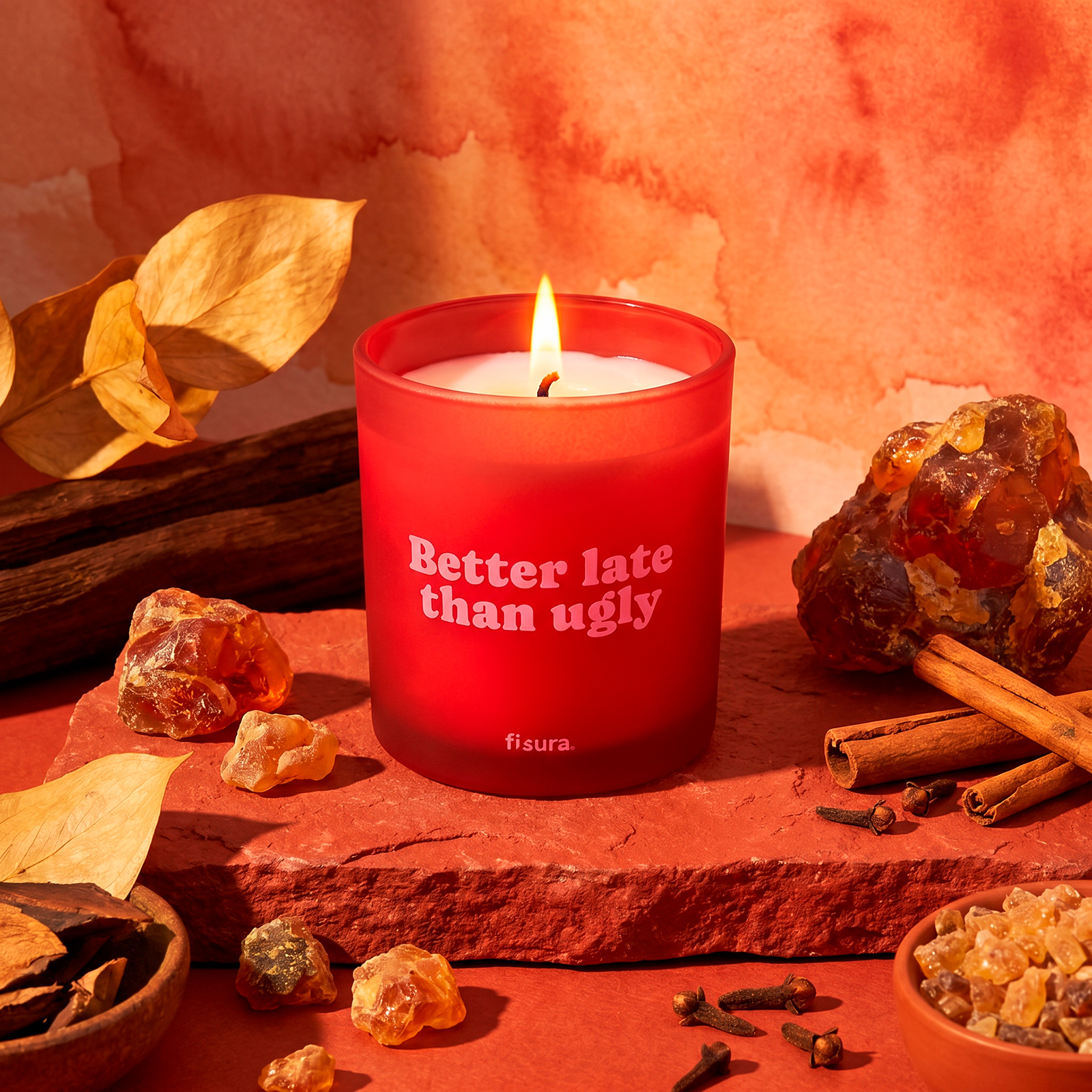 Glass candle BETTER LATE THAN UGLY ambar scent