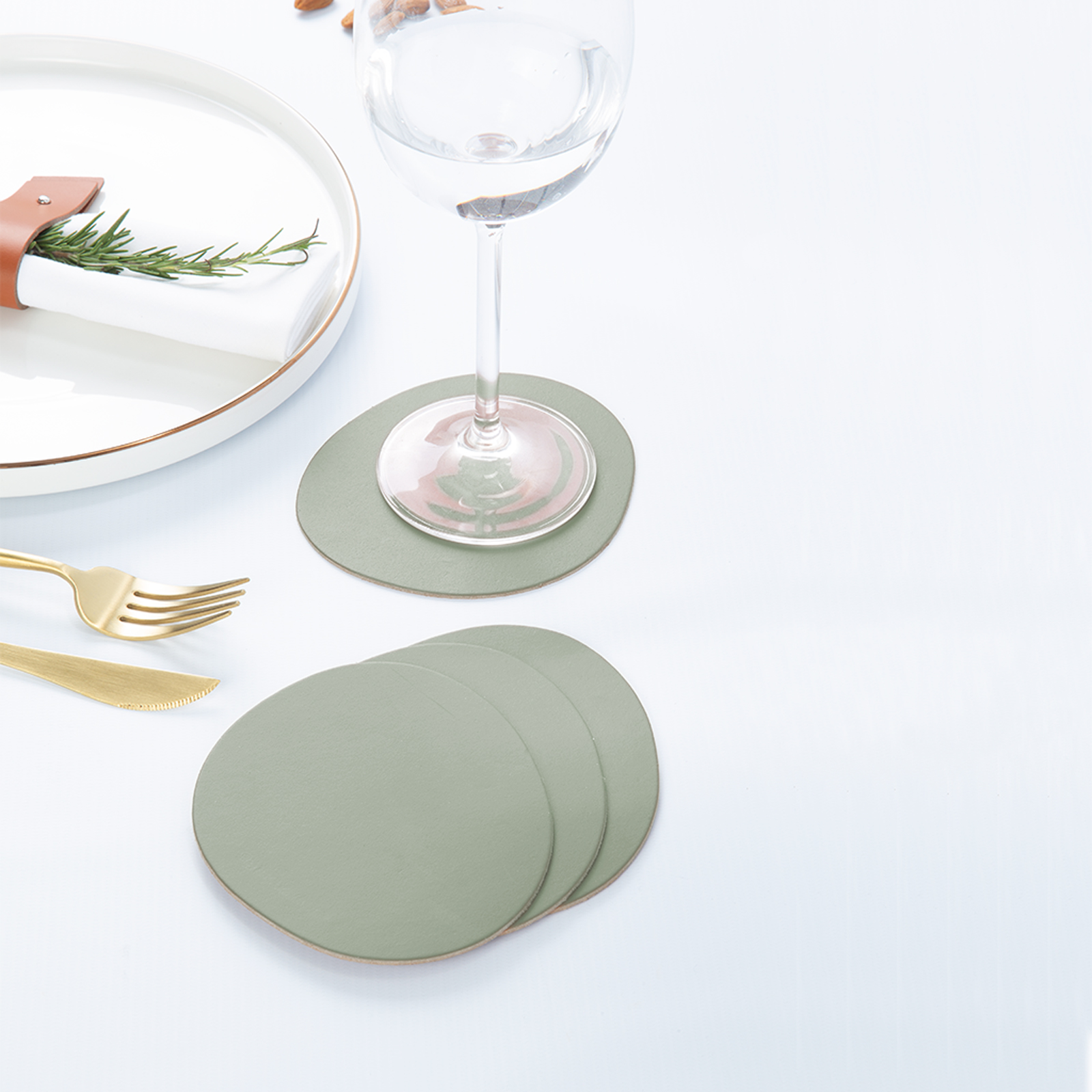 Ruca Stone Coasters (x4) Sage Green
