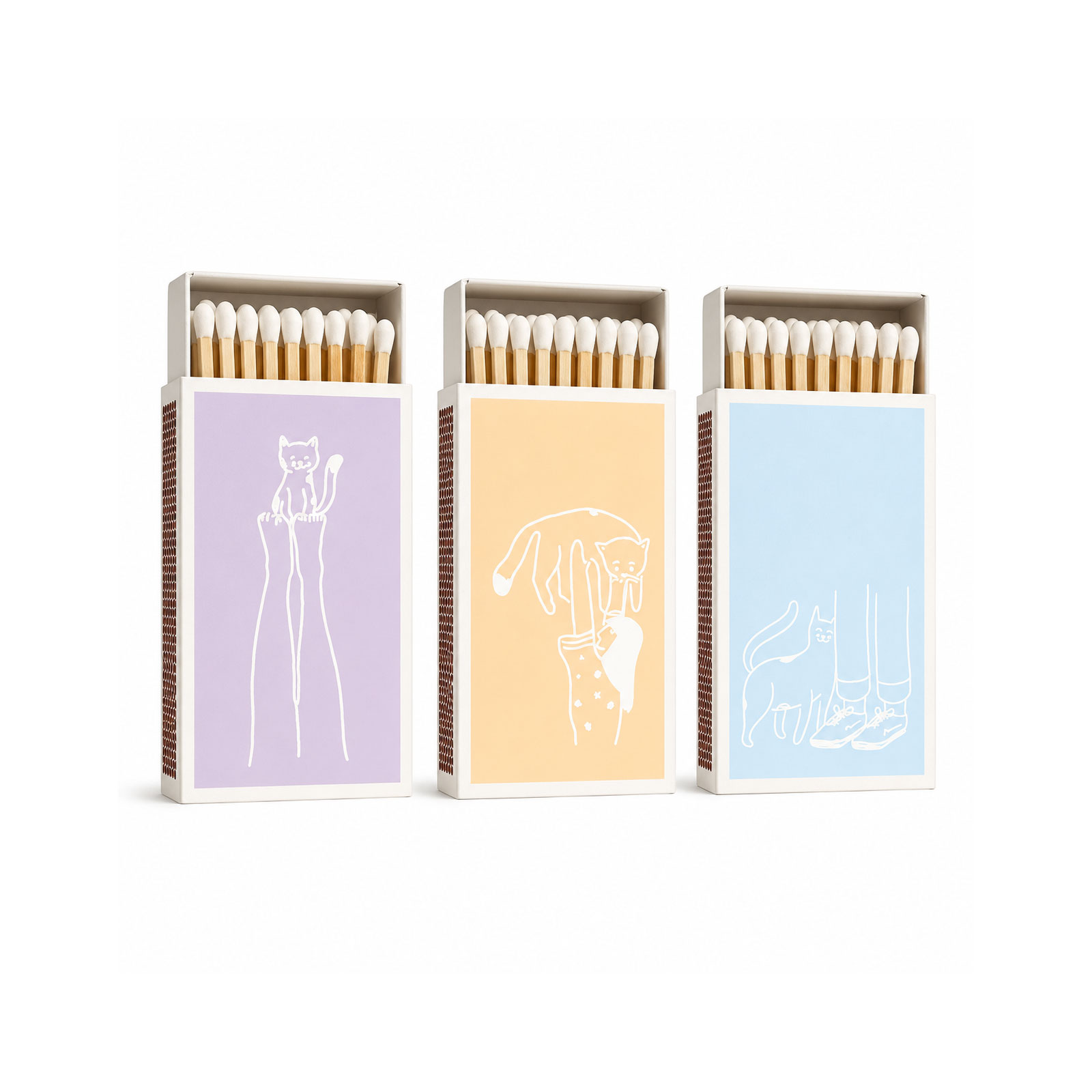 Zündhölzer HAPPY WHISKERS 3er Set Inhalt ca. 45 Stk./Pack