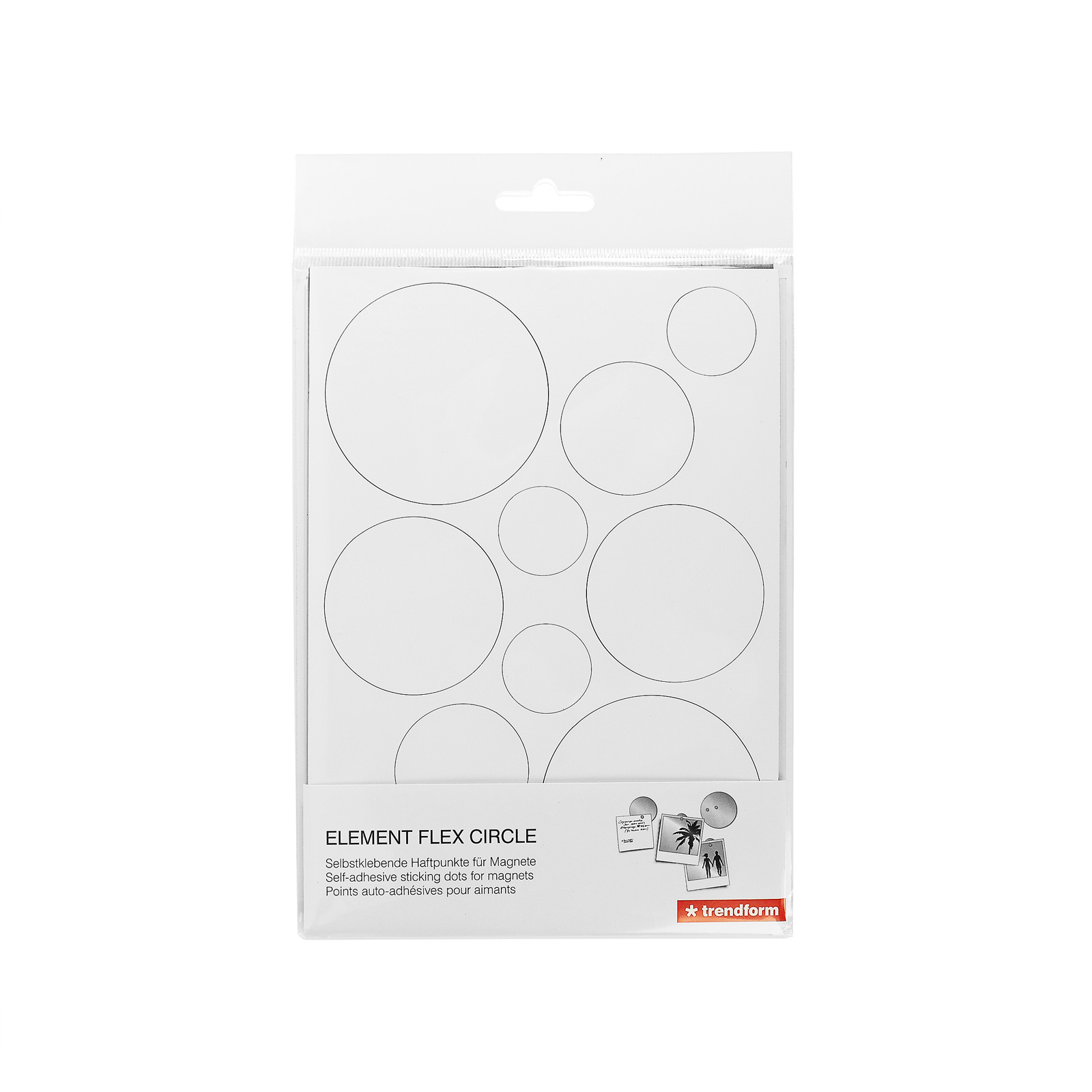 Selbstklebende Haftpunkte ELEMENT FLEX CIRCLE für Magnete, 10er Set, weiss